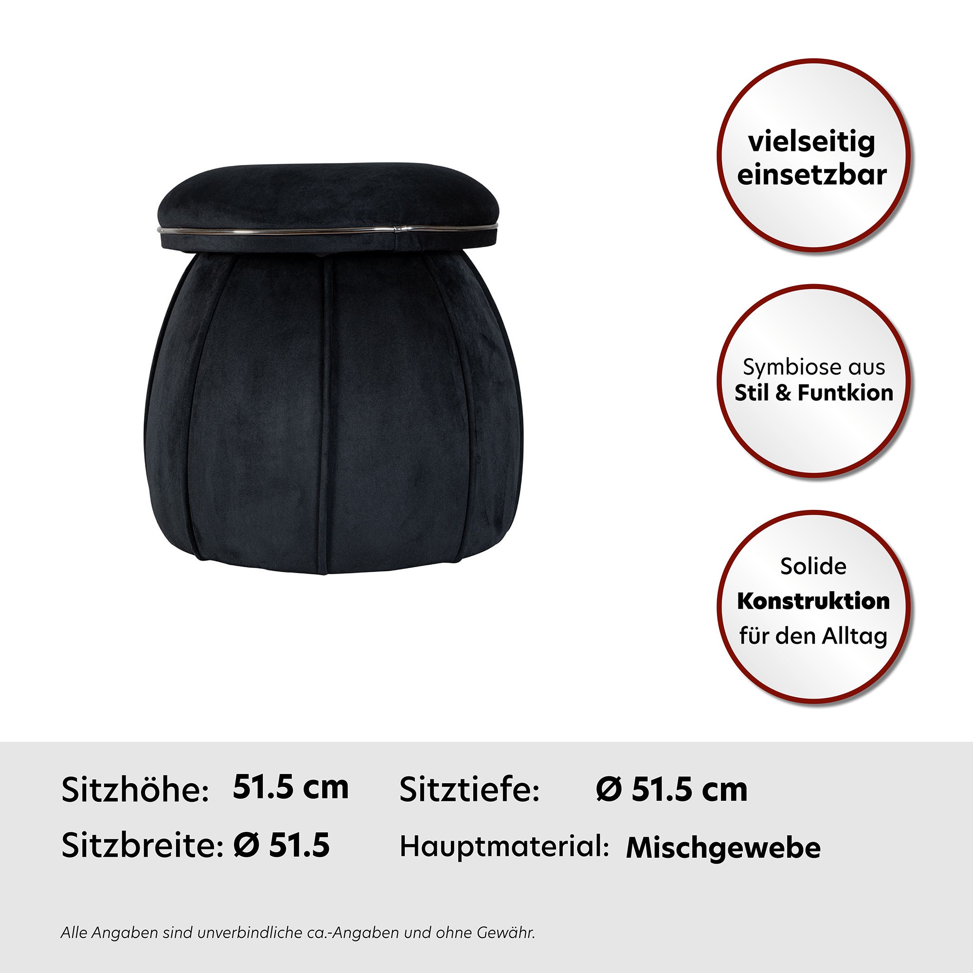 Kayoom Sitzhocker »Hocker Corin,extravagante Form,stilvolle Farben,elegant gesteppter Fuß«, (1 St.), komfortabel, hochqualitativ, pflegeleicht, sorgfältig verarbeitet