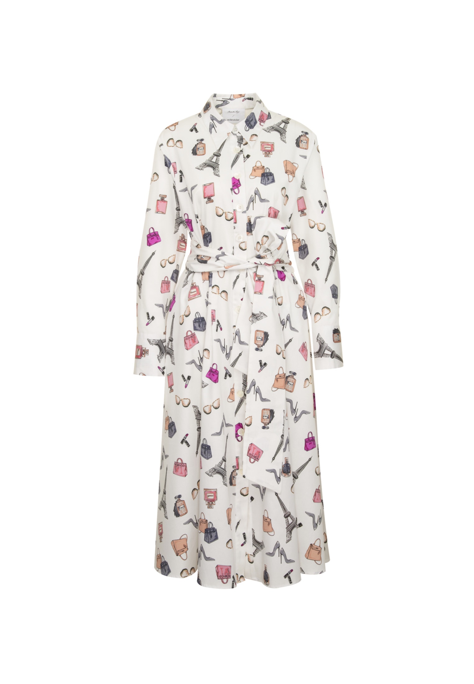 seidensticker Sommerkleid »Schwarze Rose« Langarm Kragen Druck