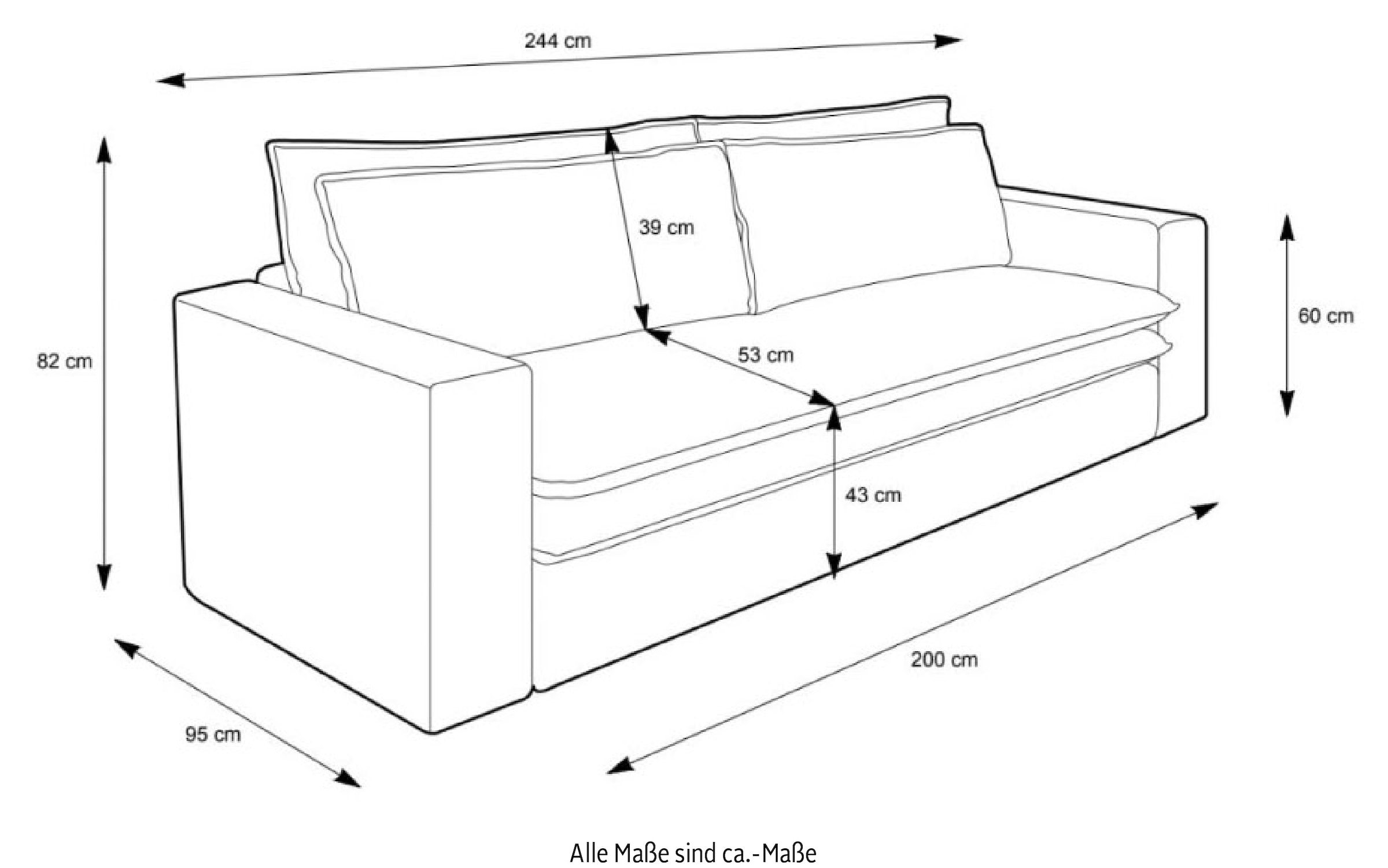 Home affaire 3-Sitzer »PIAGGE« Cord-Bezug - mit Bettfunktion und Bettkasten, mit praktischem Topper