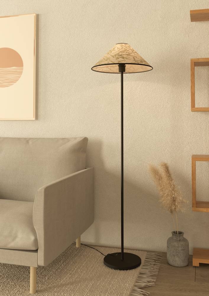 EGLO Stehlampe »OXPARK«, 1 flammig, Leuchtmittel E27 | ohne Leuchtmittel, Standleuchte, Stehleuchte, Textil mit Bambus-Blättern, Wohnzimmer