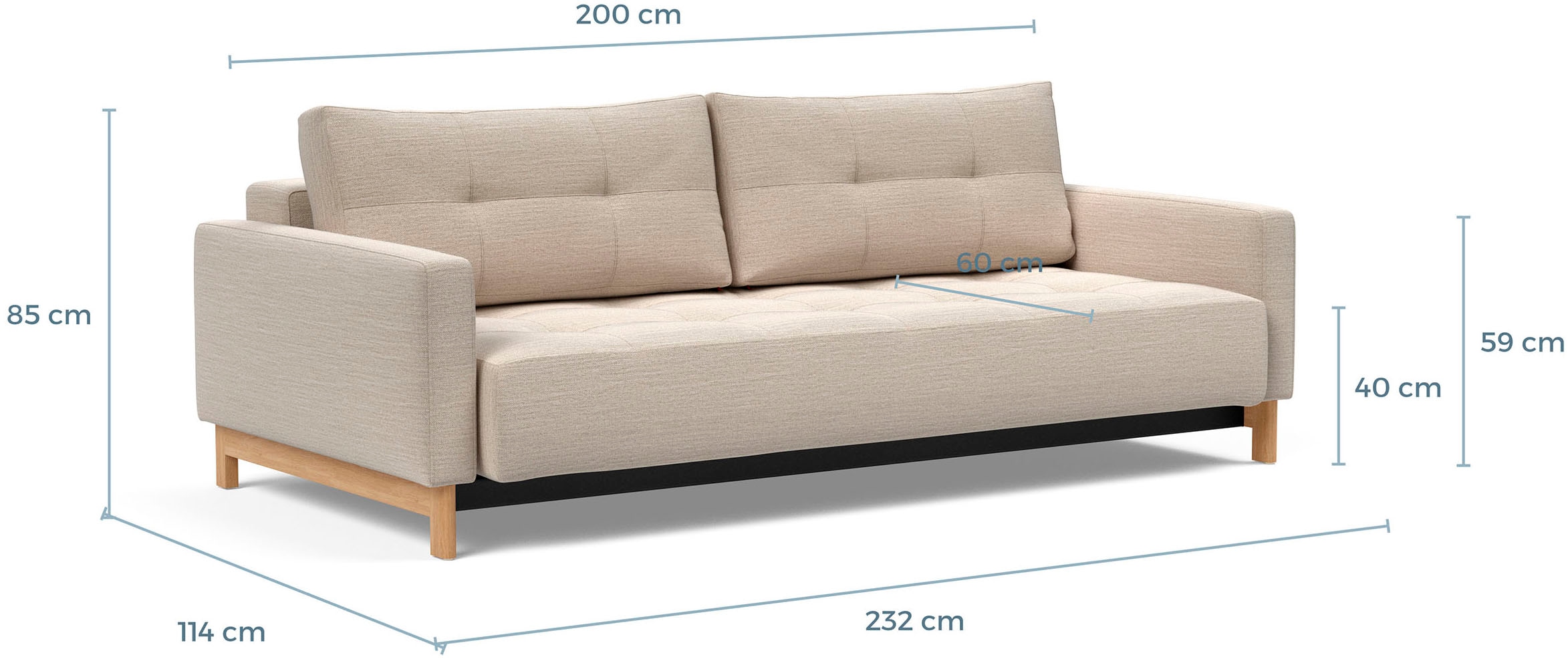 INNOVATION LIVING ™ Schlafsofa »Pyxis, 3-Sitzer Sofa mit extrabreiter Bettfunktion, Skandi-Design« Multifunktionssofa, extrabequem durch Taschenfederkern, Dauerschläfer