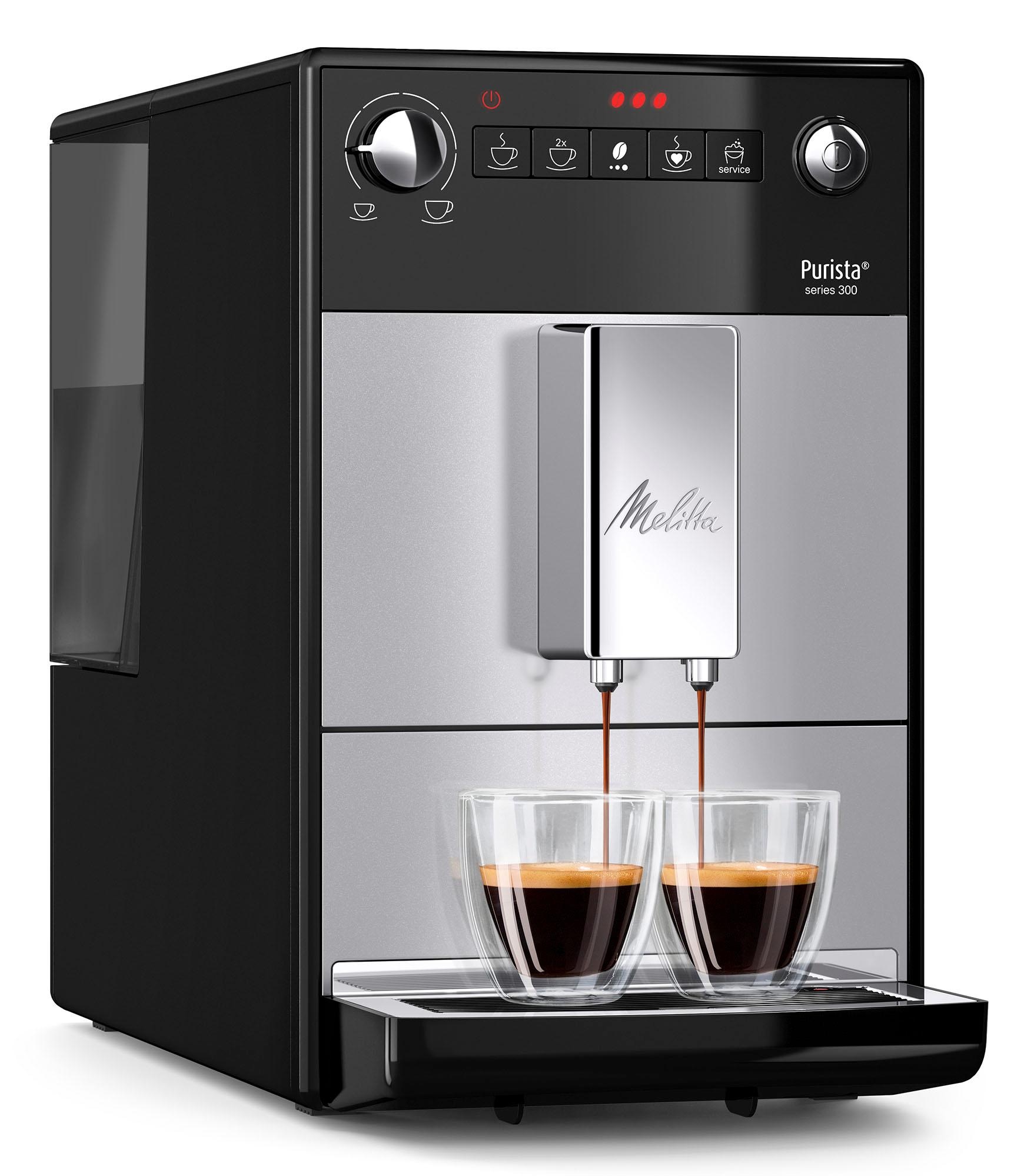 Melitta Kaffeevollautomat »Purista® F230-101, silber/schwarz«, Lieblingskaffee-Funktion, kompakt & extra leise