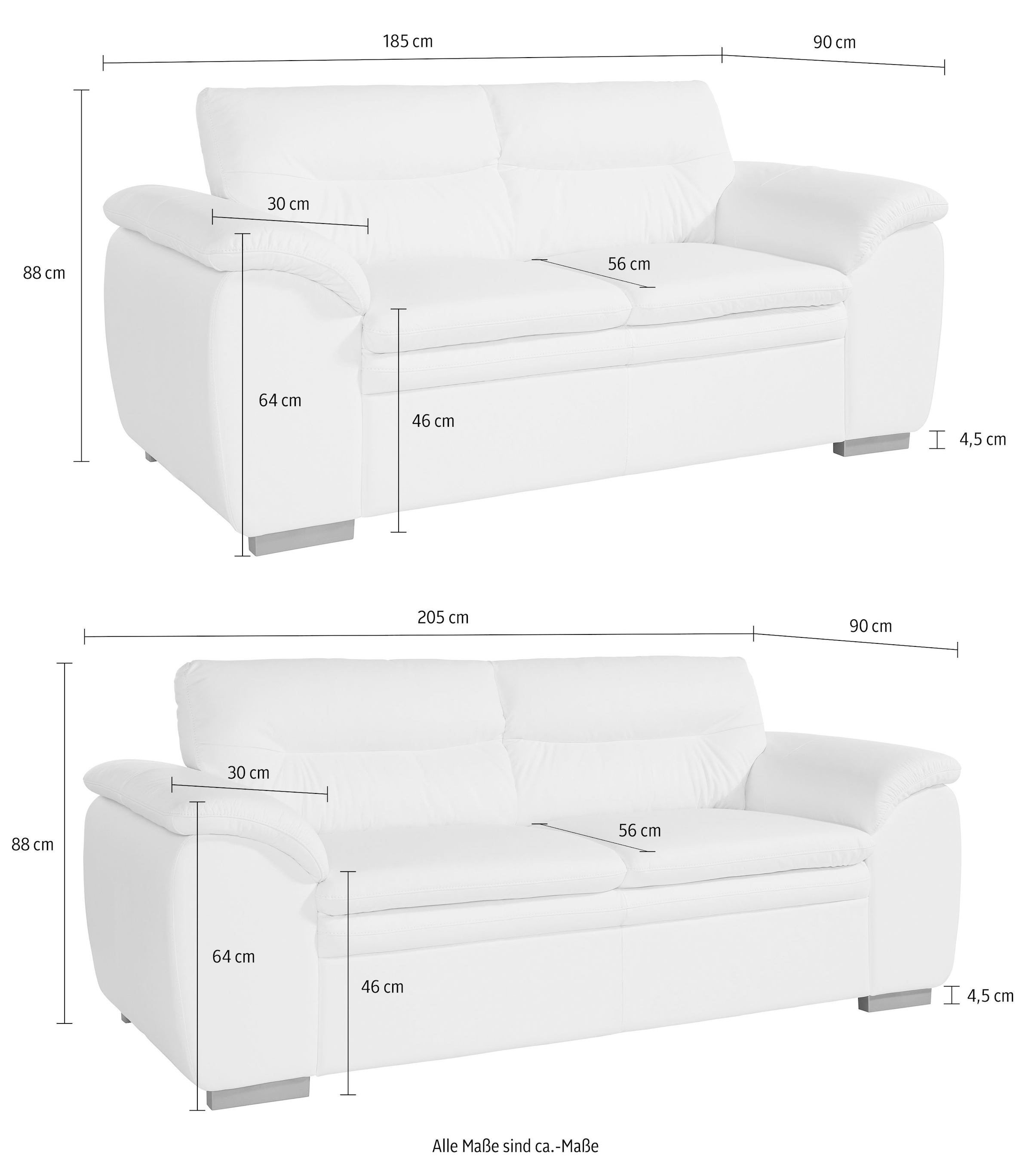 COTTA Polstergarnitur »Leandra«, Set bestehend aus: 2-Sitzer & 2,5-Sitzer