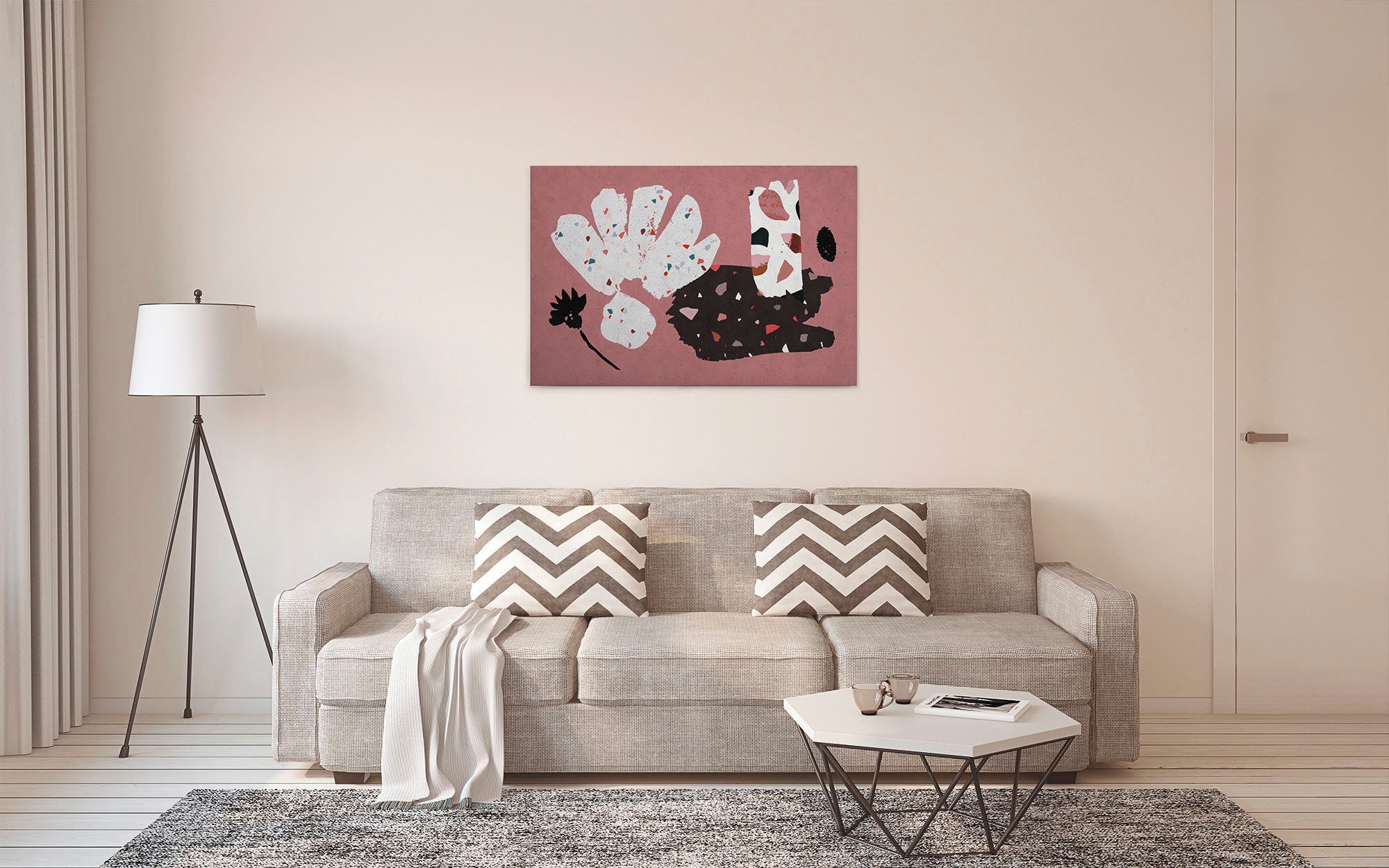 A.S. Création Leinwandbild »terrazzo 4«, Kunst-Abstrakt-Kinder, (1 St.), Keilrahmen Bild Abstrakt Bunt Rosa Leinwand-Bild Wohnzimmer modern