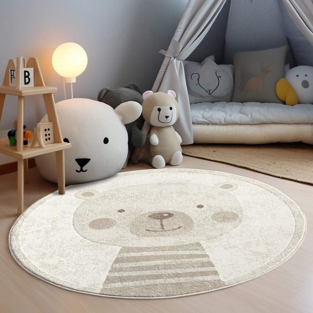 Carpet City Kinderteppich »MARA710«, rund, 11 mm Höhe, Kinderzimmer, Kurzflor,robust,Tiere, Spielzimmer