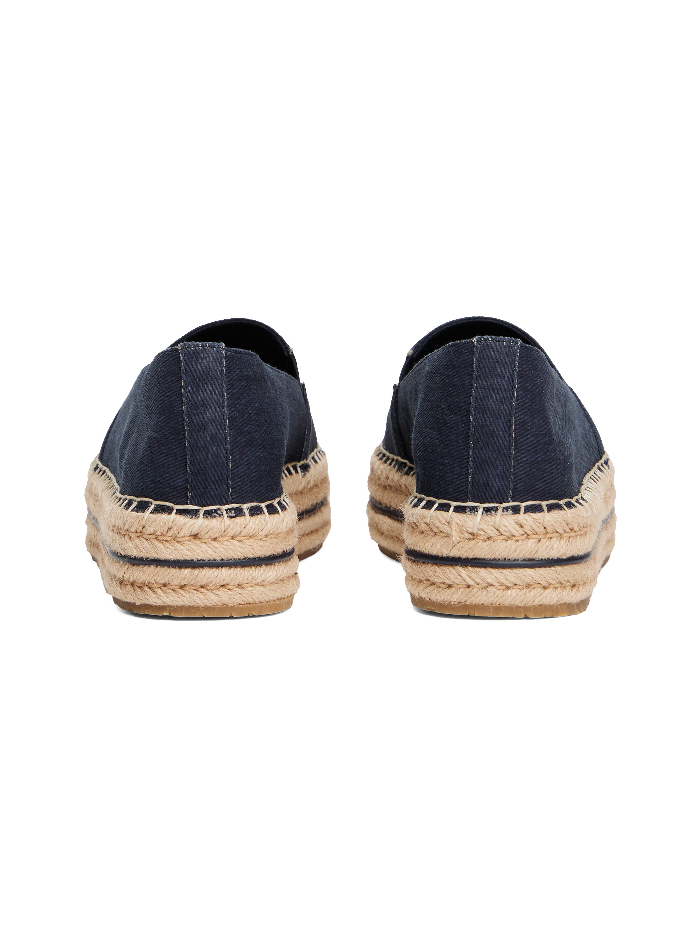 Tommy Hilfiger Espadrille »DENIM PLATFORM ESPADRILLE«, Plateau, Slipper, Schlupfschuh, Bequemschuh mit Bastbezug am Plateau