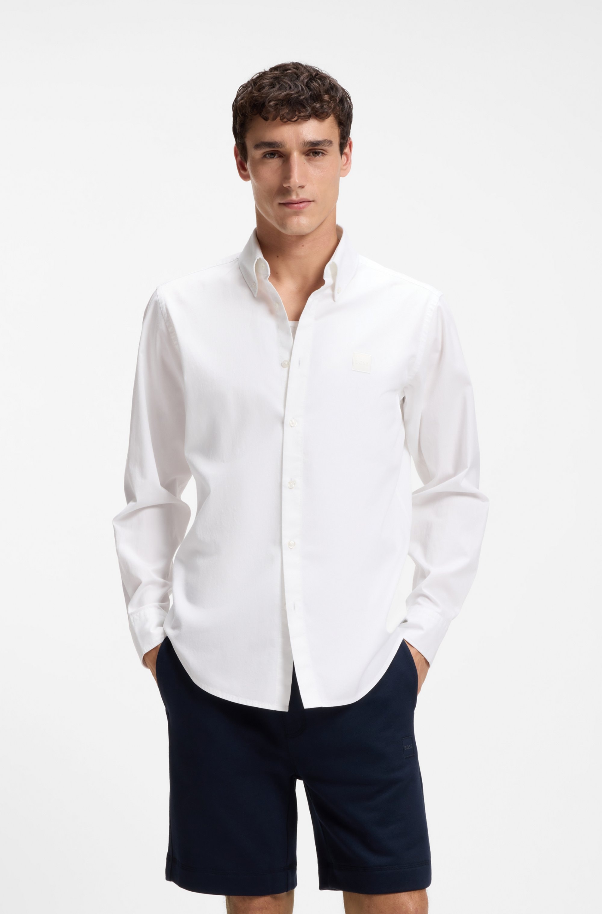 BOSS ORANGE Langarmhemd »Ricoplus M« Button-down-Kragen, Regular Fit, reine Baumwolle
