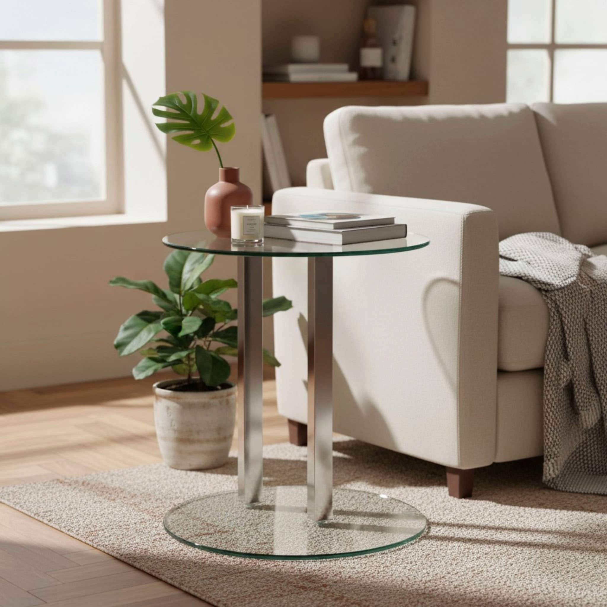 HAKU Beistelltisch »Sofatisch, Wohnzimmertisch« 1 Stk. tlg. rund - aus Metall Silber - Ø/H 40/50 cm