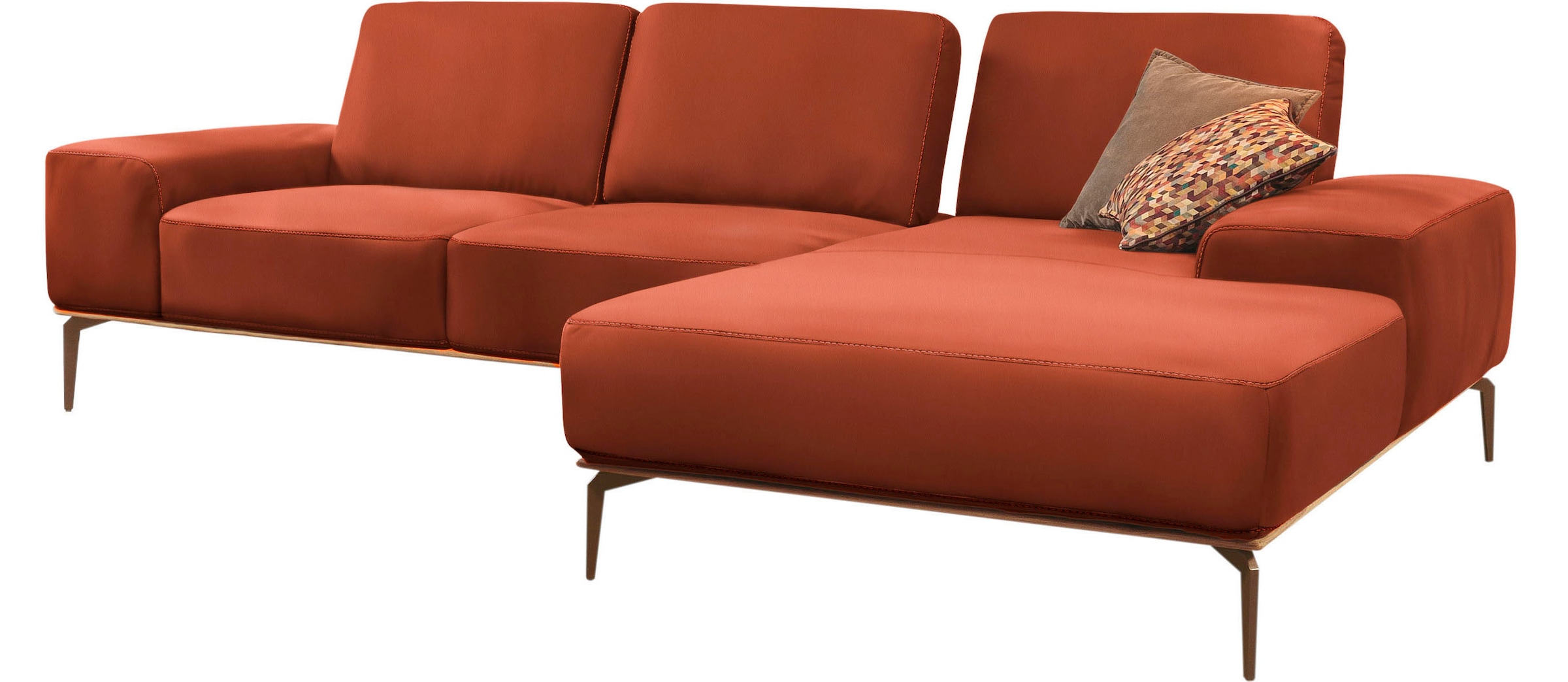 W.SCHILLIG Ecksofa »run, Designsofa mit tollem Sitzkomfort, L-Form«, mit Holzsockel, Füße in Bronze pulverbeschichtet, Breite 299 cm
