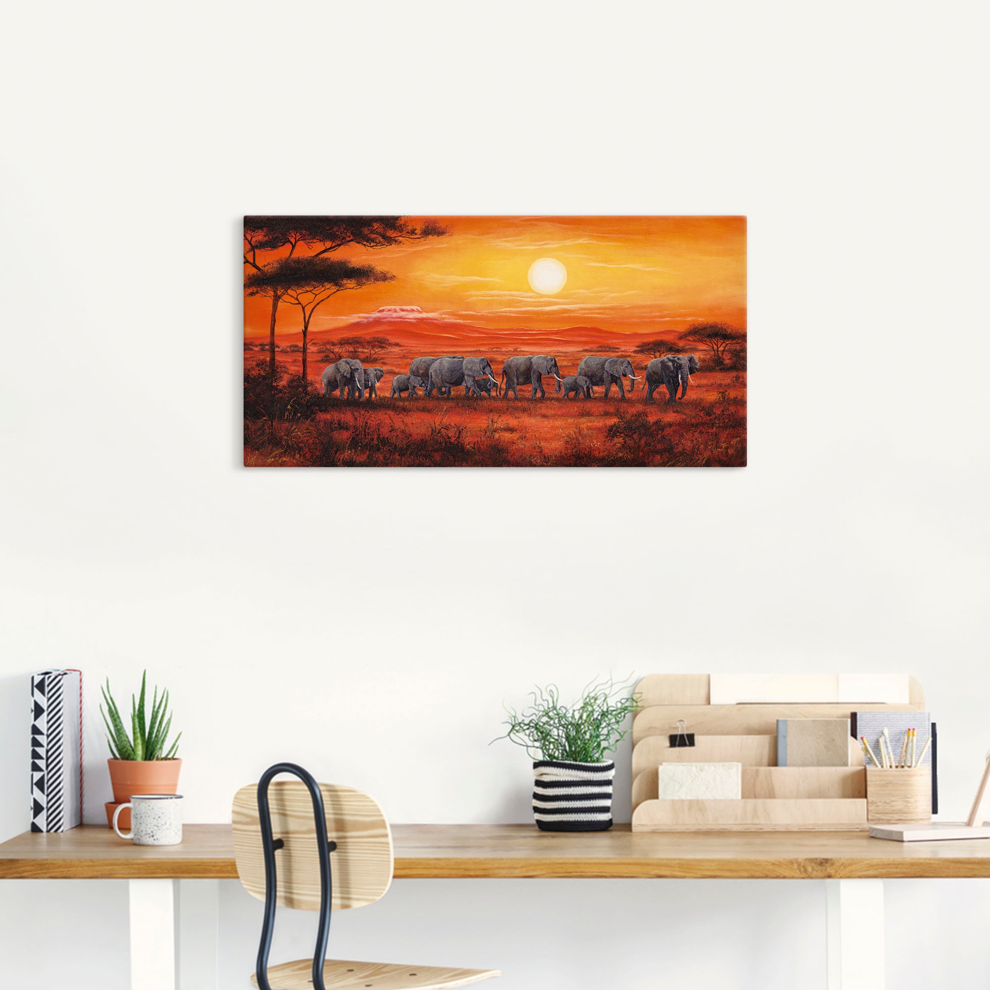 Artland Leinwandbild »Elefantenherde« Wildtiere 1 Stk. tlg. auf Holzrahmen günstig online kaufen