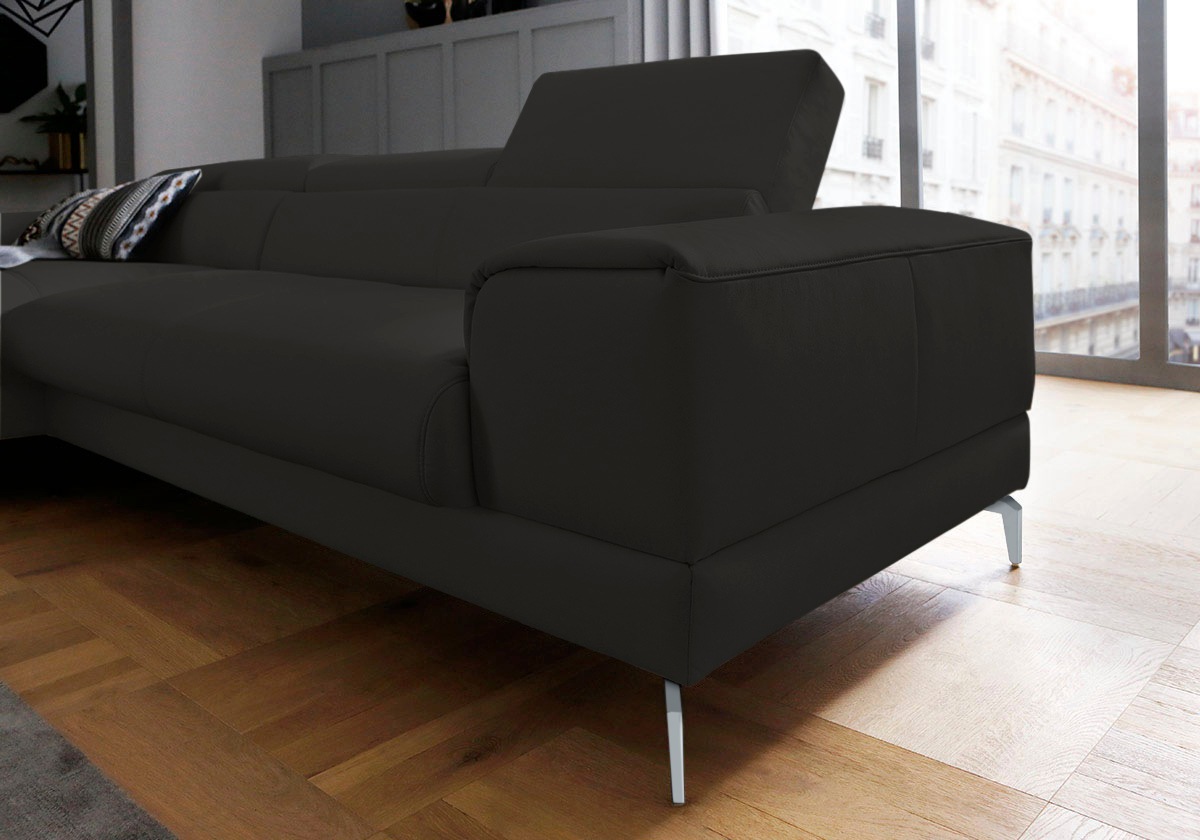 W.SCHILLIG Ecksofa »piedroo, Designsofa mit tollem Sitzkomfort, bequem und elegant, L-Form«, Kopfteilverstellung, wahlweise mit Sitztiefenverstellung, Breite 303cm
