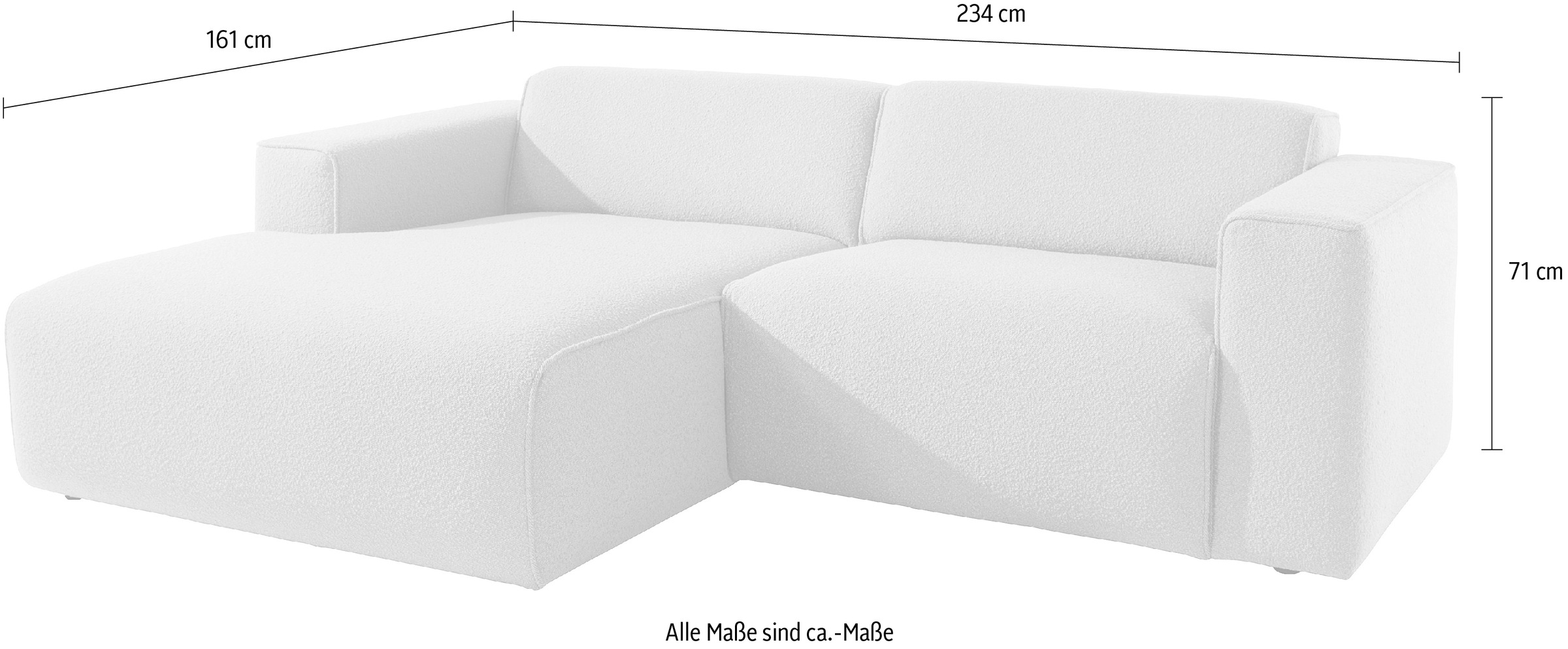 andas Ecksofa »Noord mit Kedernaht, Breite 234 cm«, Cord, Struktur, Webstoff, mit Wellenunterfederung, Massivholzrahmen