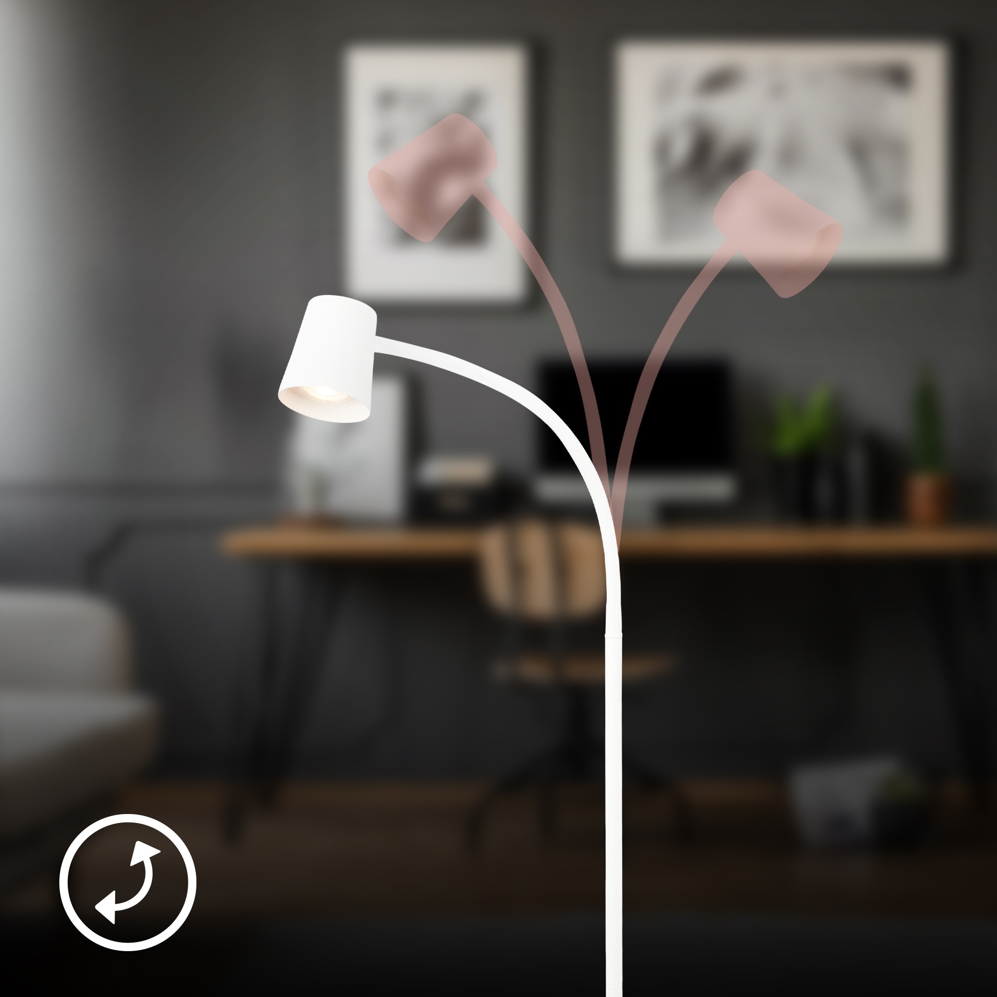 Briloner Leuchten LED Stehlampe »Stehleuchte, weiß, 1xGU10/max. 9W exkl.«, Leuchtmittel GU10 | ohne Leuchtmittel