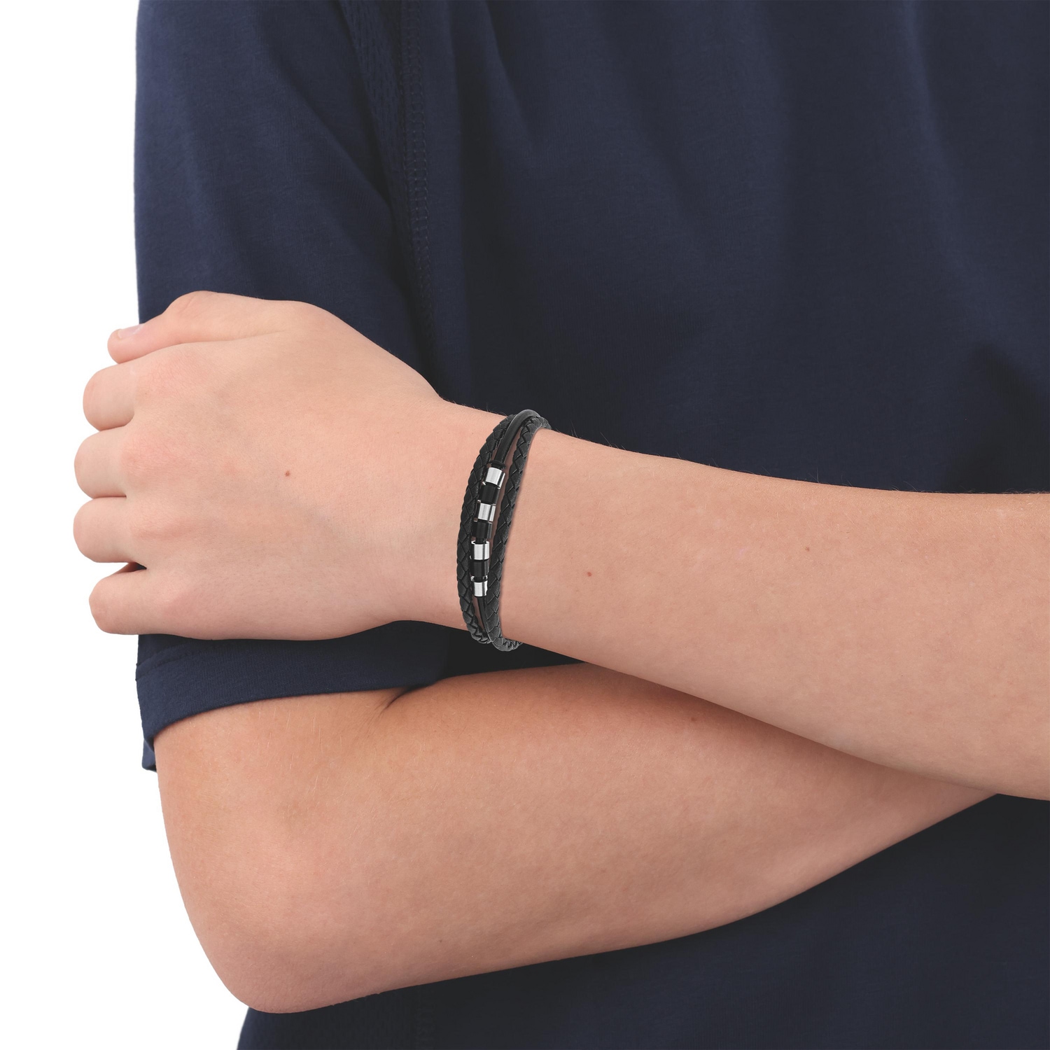 TOM TAILOR Lederarmband »Schmuck Geschenk Edelstahl Leder Kautschuk«