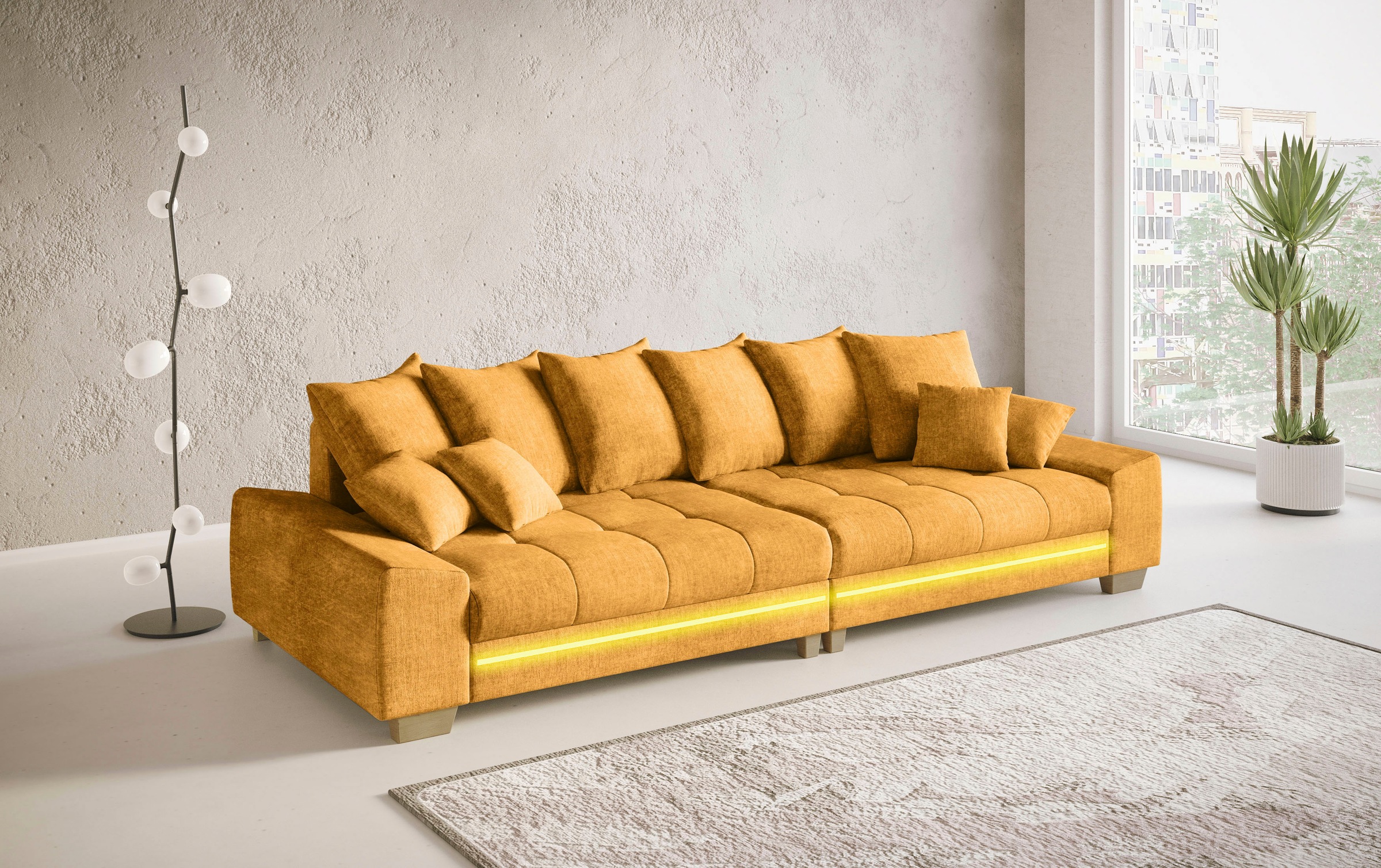 Mr. Couch Big-Sofa »Nikita II«, mit RGB-LED Beleuchtung, Kaltschaumpolsterung bis 140 kg belastbar