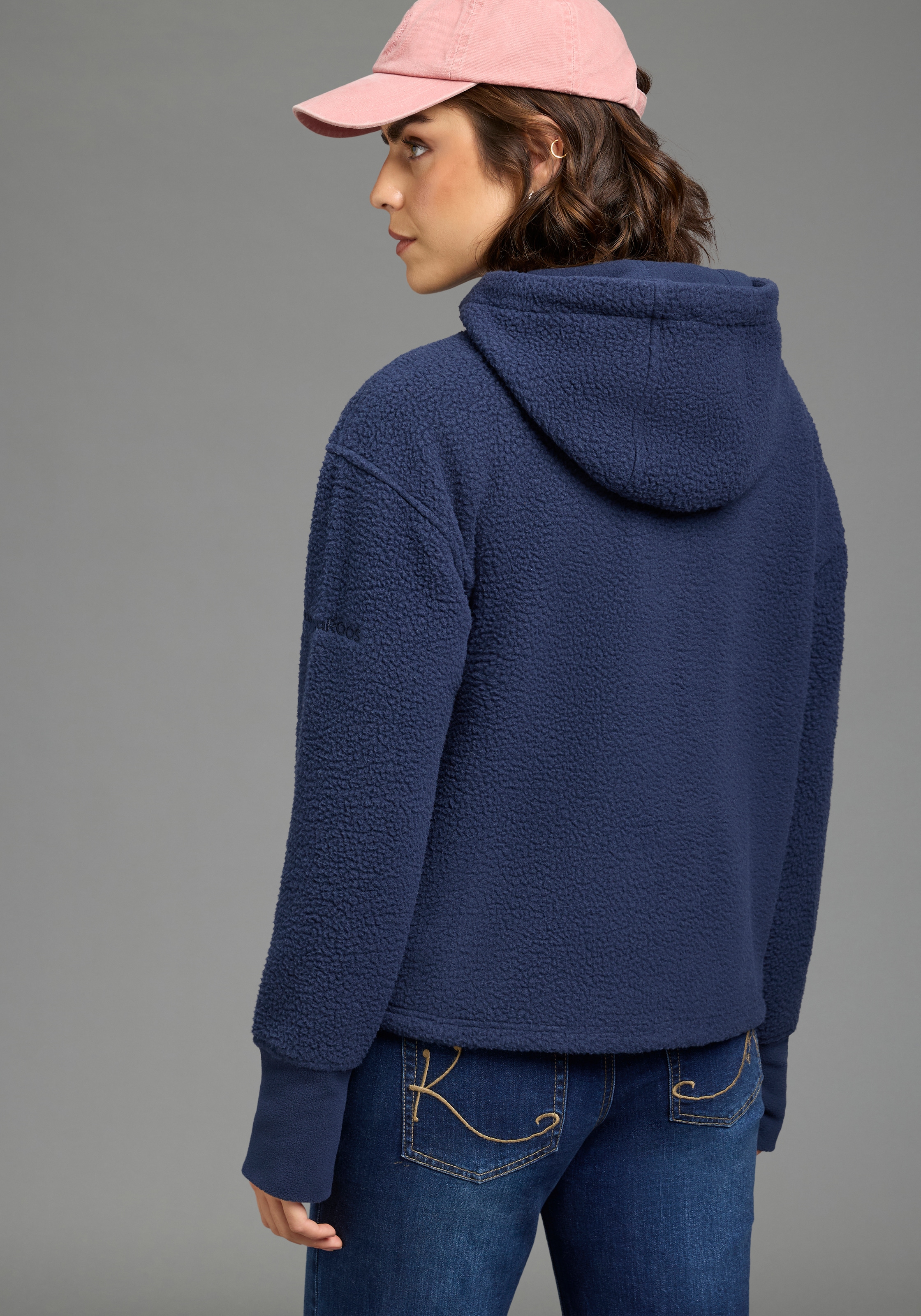 KangaROOS Fleecejacke mit Kapuze Teddy Fleece Jacke mit Kapuze für den Übergang