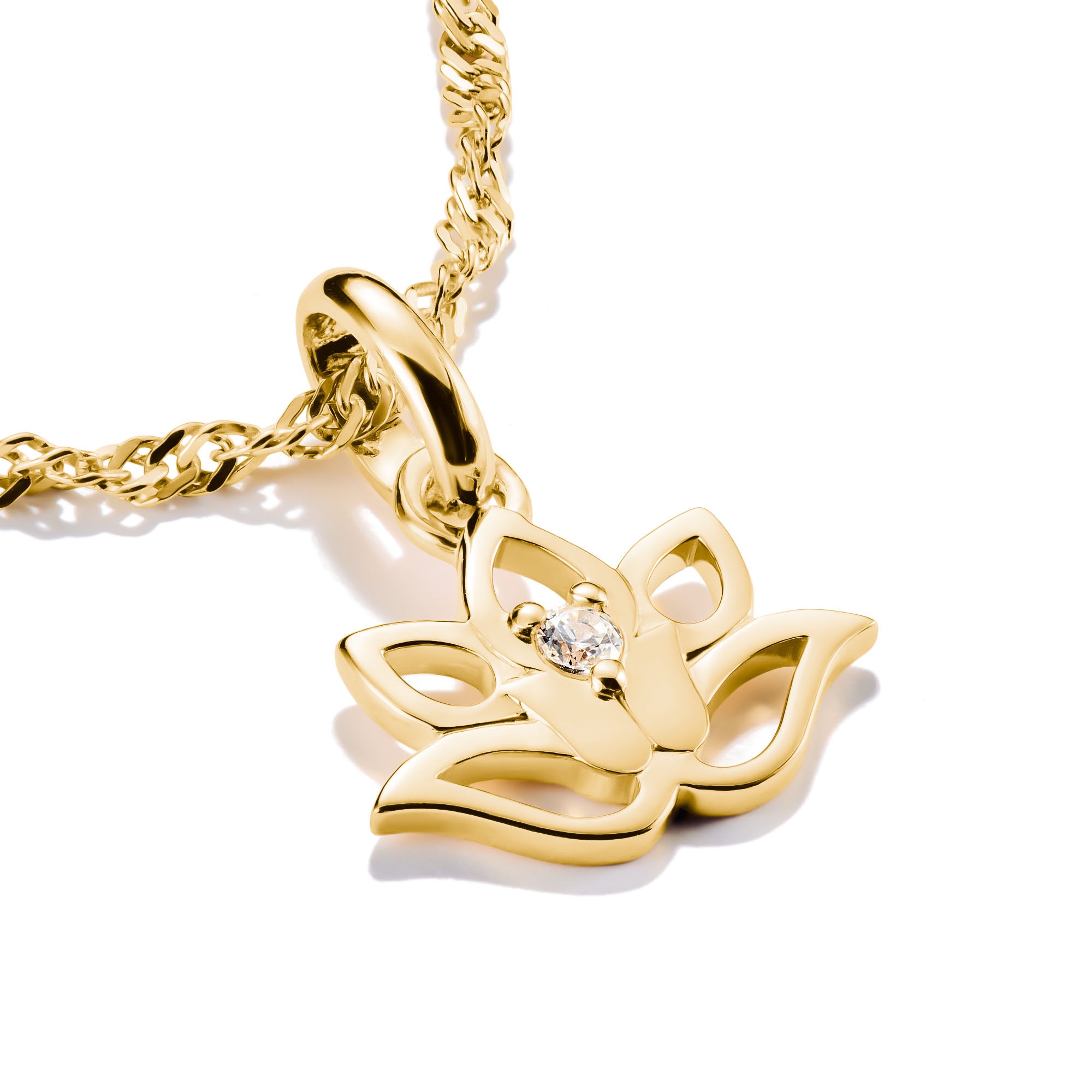 THOMAS SABO Charm-Einhänger »Charm Lotusblüte vergoldet - Connect, CC1204-414-14«, mit Zirkonia (synth.)