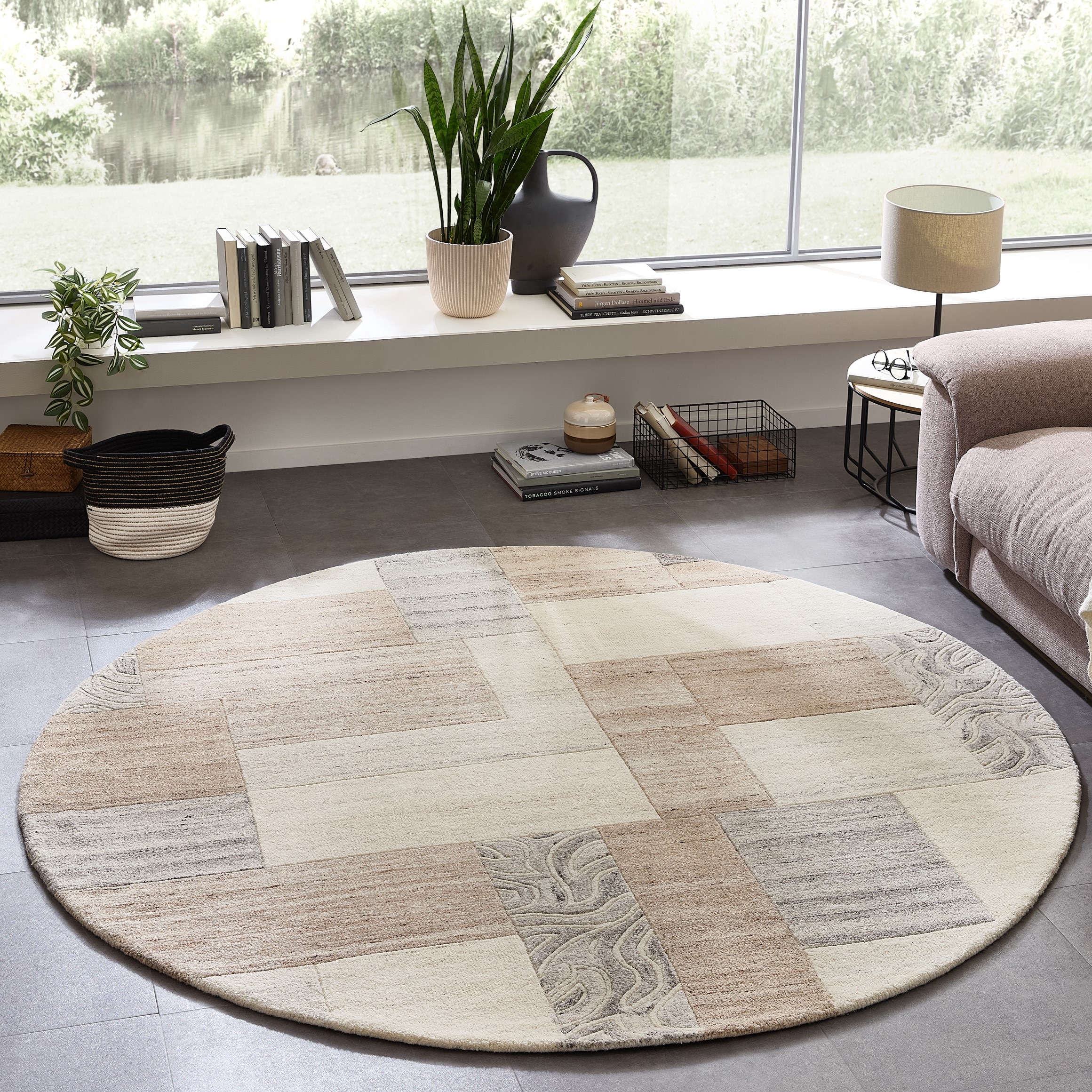 THEKO Wollteppich »Lola, Wolle, handgearbeitet, Patchwork Design« rund 12 m günstig online kaufen