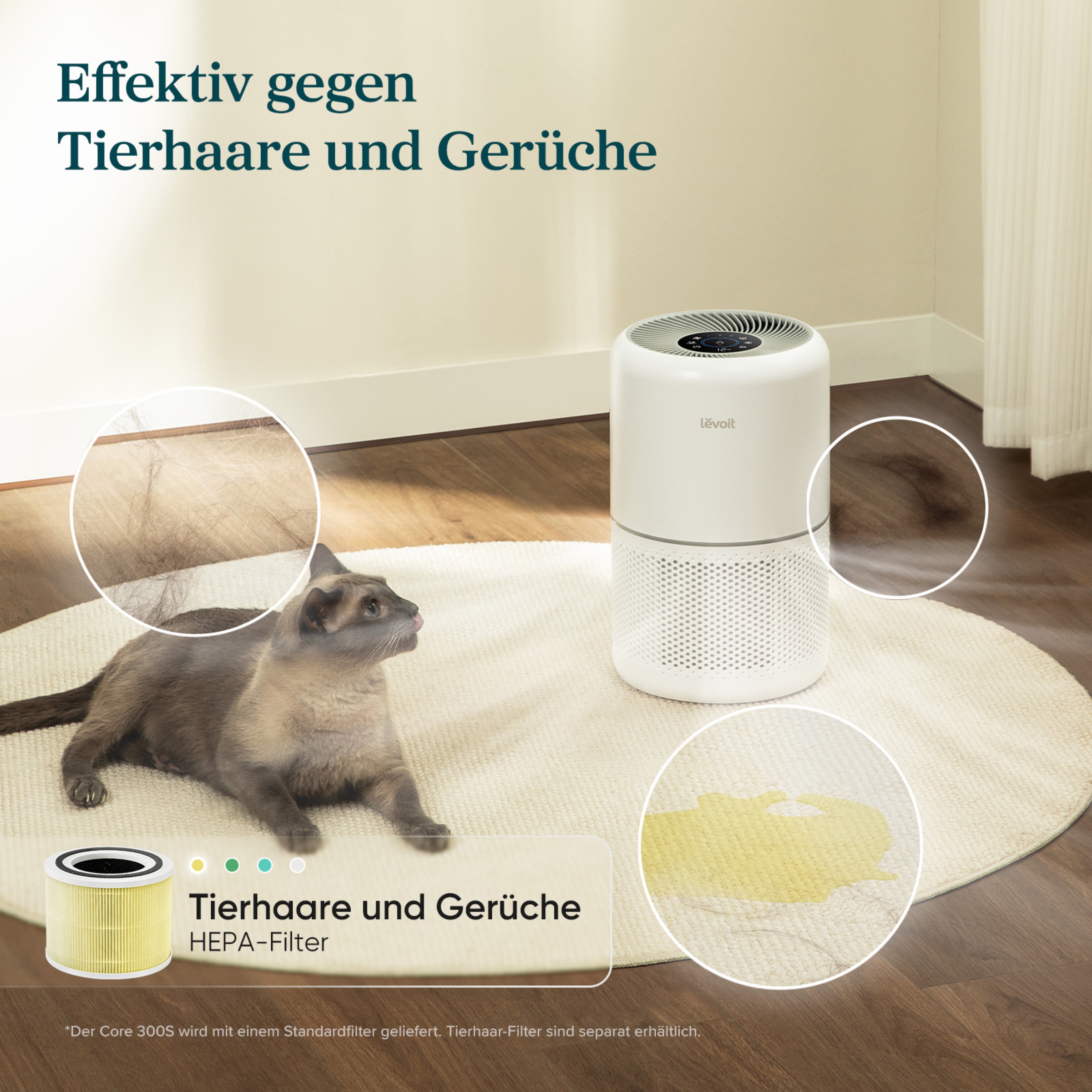 Levoit HEPA-Filter »3-Stufen-Filter« 3-Stufen-Filter, für Haustierbesitzer, Raucher, Allergiker