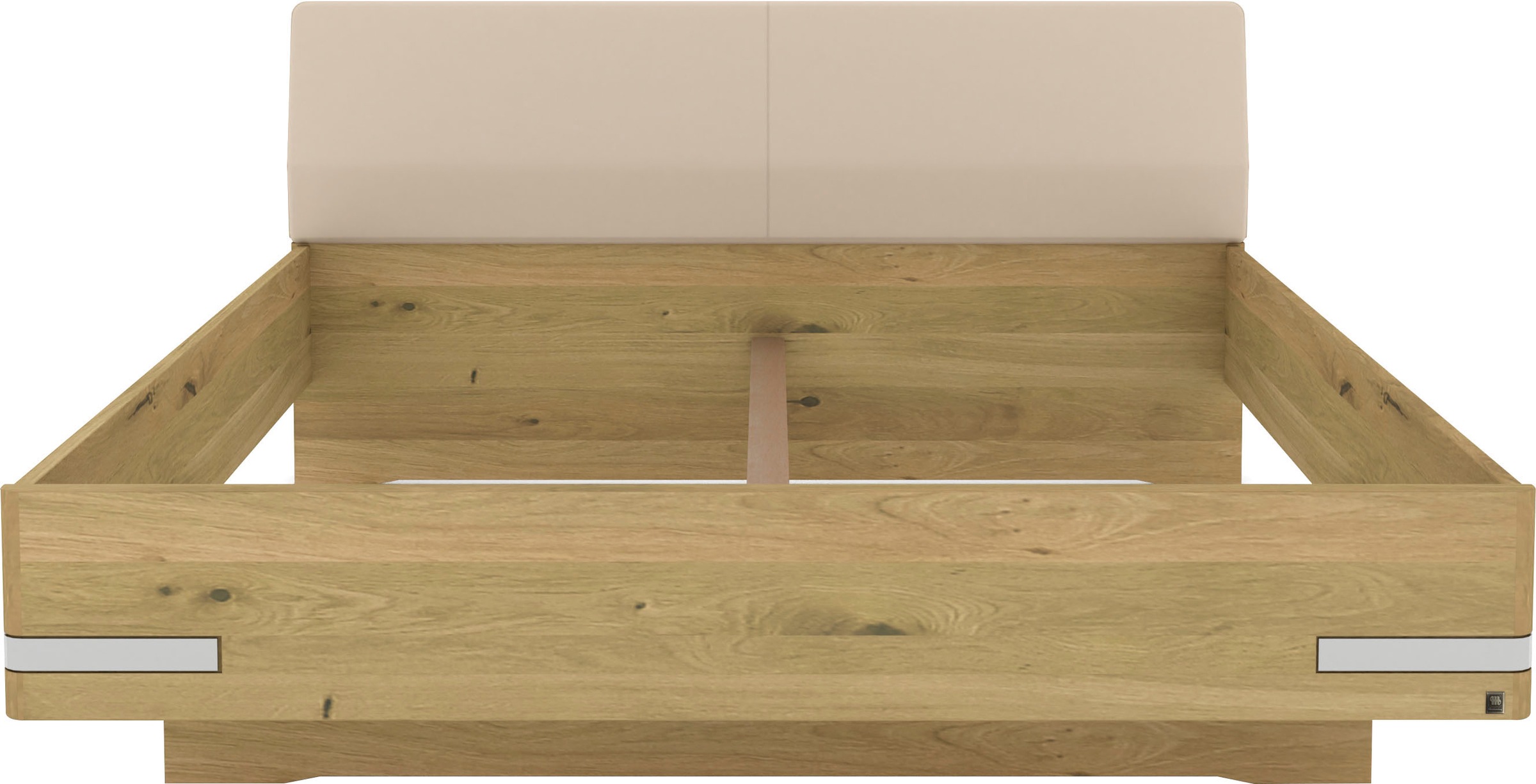 Musterring Holzbett »Savona«, (Belastbarkeit 220 Kg, 4-fache Liegehöhenverstellung, MADE IN GERMANY), Kopfteil Kunstleder Champagner, Details in Chrom, verschiedene Größen