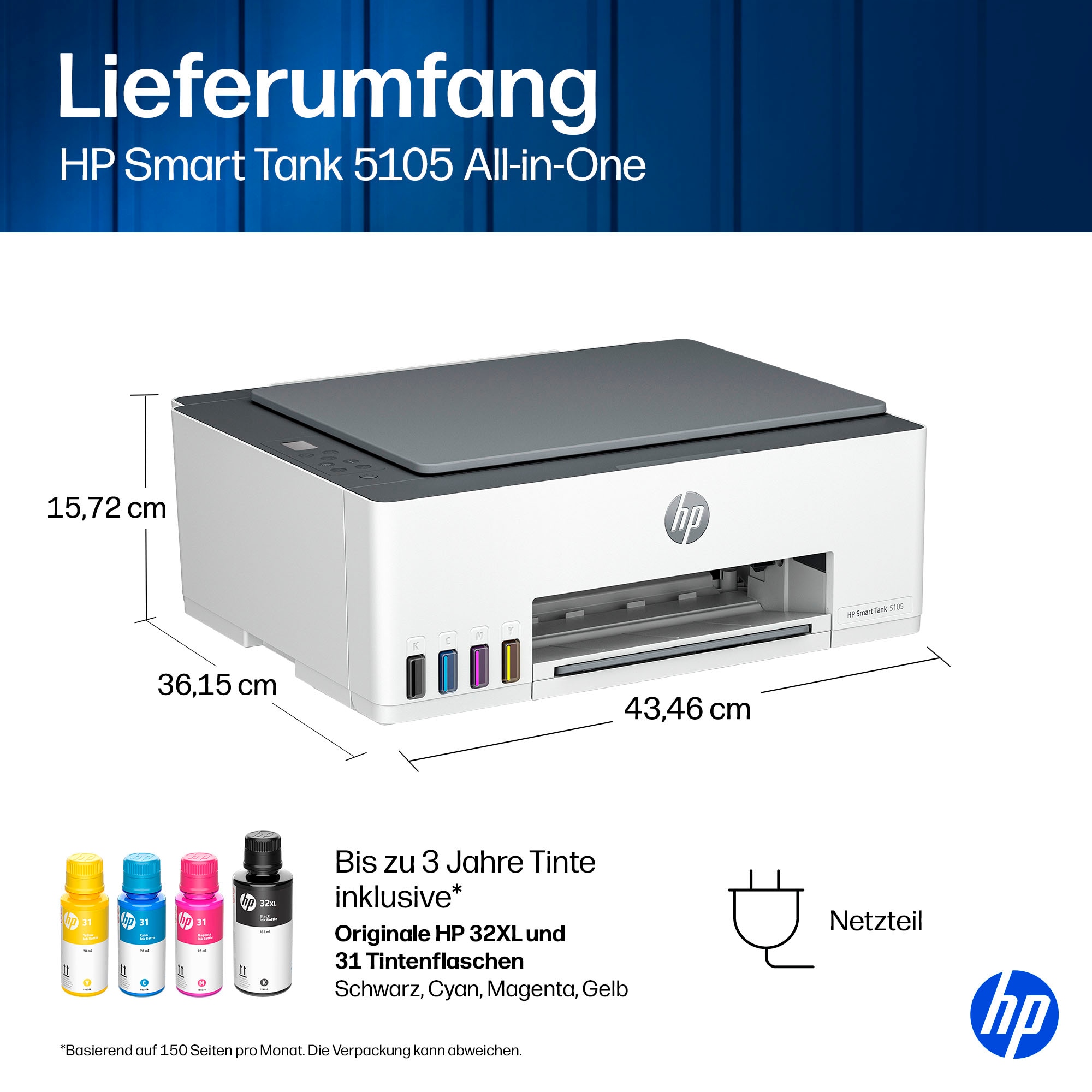 HP Multifunktionsdrucker »Smart Tank 5105 All-in-One-Drucker« Bis zu 20€ Cashback sichern! Nur bis zum 31.10.2026