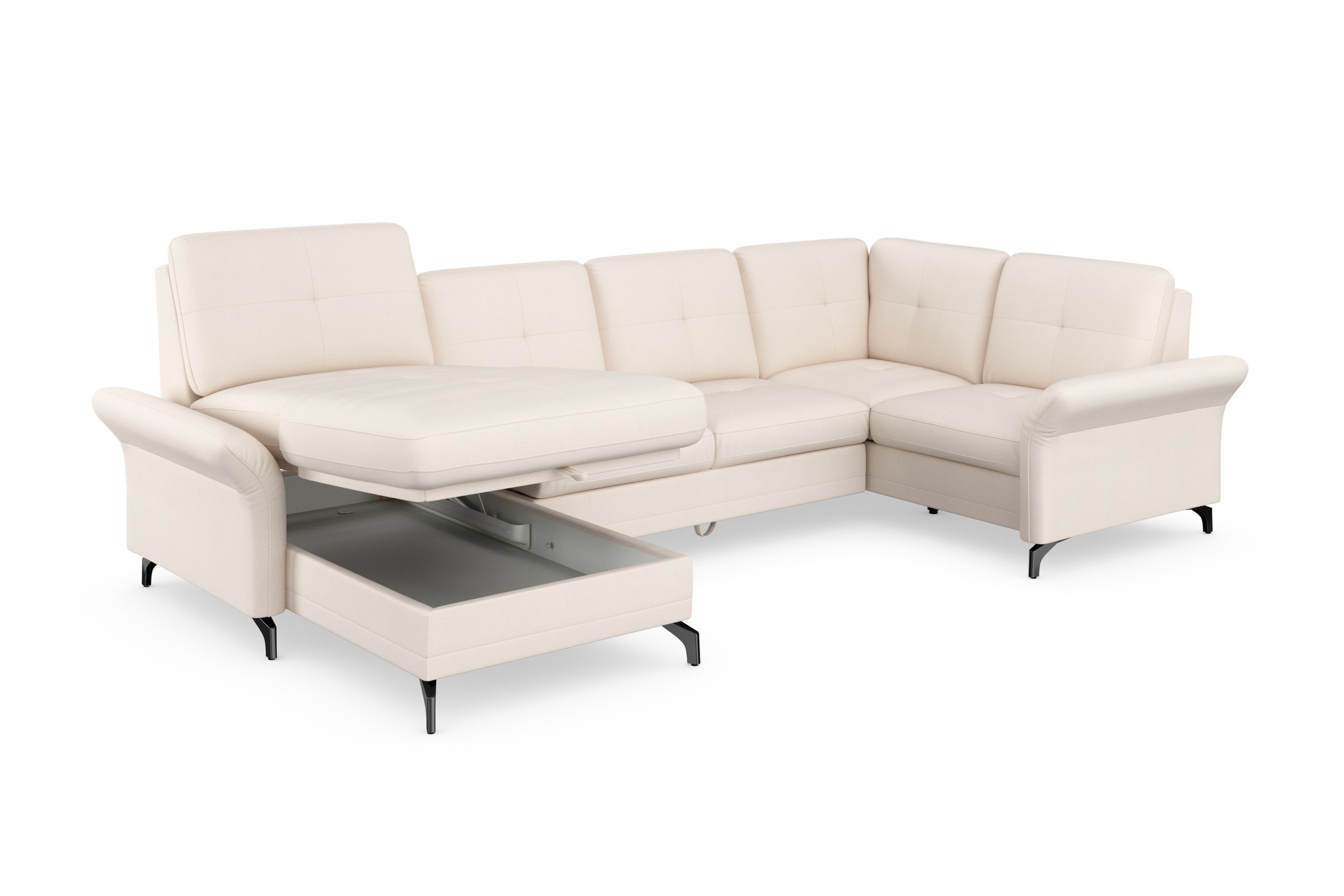 Places of Style Wohnlandschaft »Calando U-Form«, wahlweise mit Bettfunktion, Bettkasten und Armteilfunktion