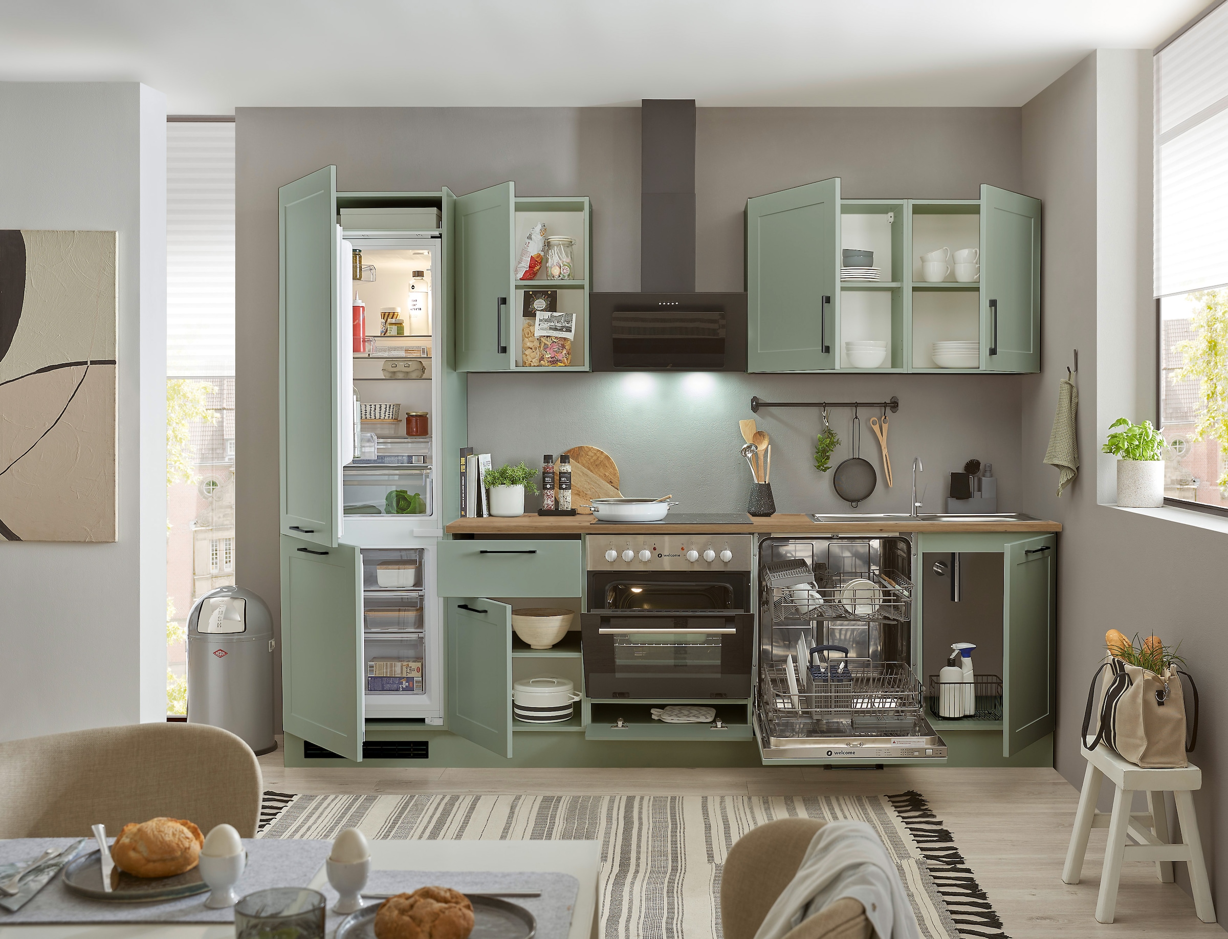 BASIC by Balculina Küchenzeile »Marsi« Breite 280 cm, wahlweise mit E-Geräten, mit Soft-Close-Funktion