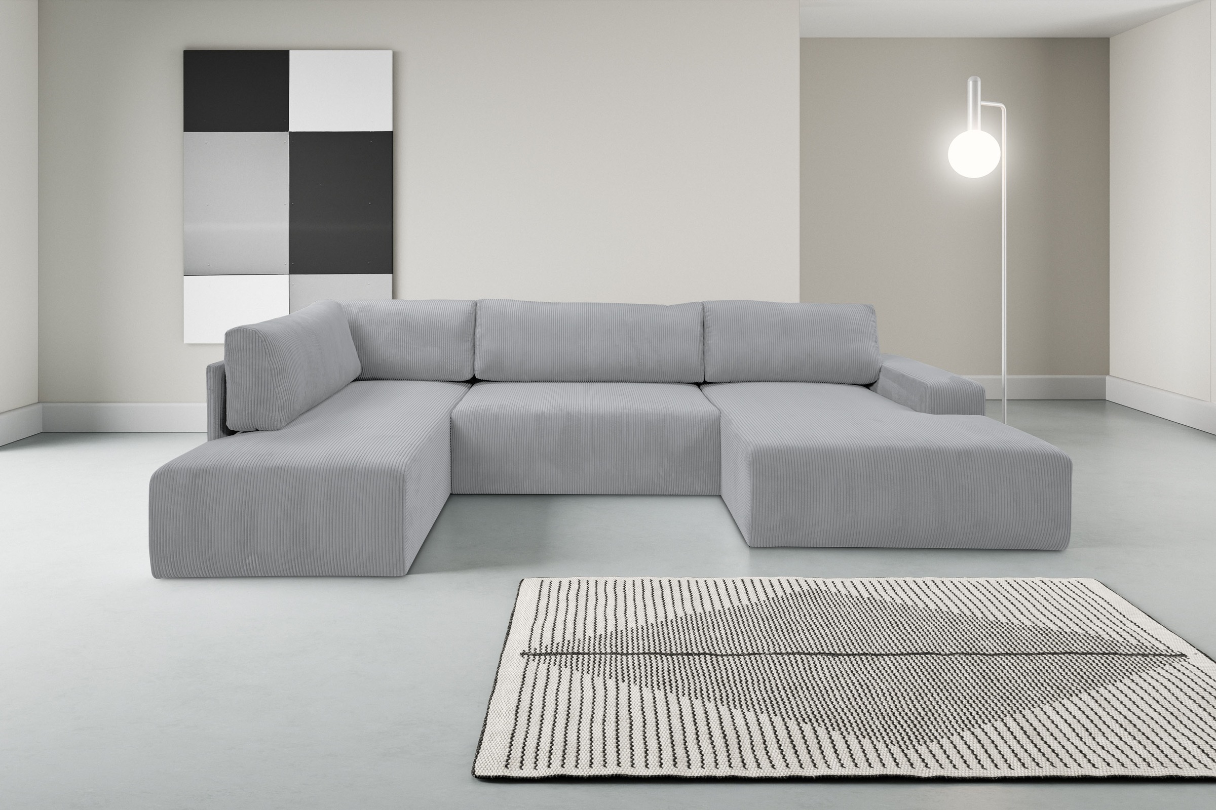 WERK2 Wohnlandschaft »Rotterdam-U, U-Form, in kuschelweichem Cord oder Brei günstig online kaufen