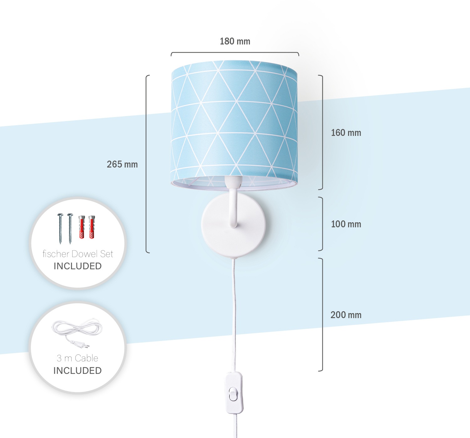 Paco Home Wandleuchte »Stella 401«, 1 flammig, Leuchtmittel E14 | ohne Leuchtmittel, Stecker Flur Lampe Wohnzimmer âˆ…18cm Skandi Stil Kabel 3m E14