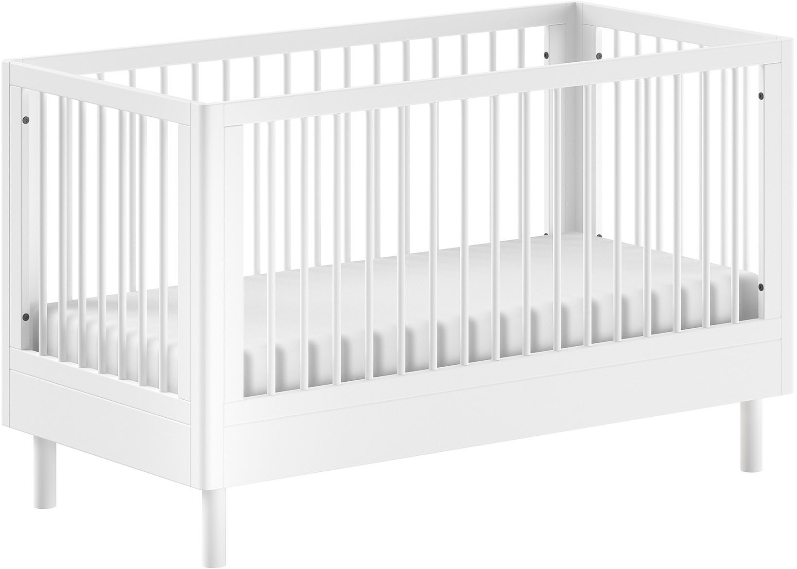 Home Affaire Babybett »Forrest, Aus Massiver Buche Weiß Lackiert, Zeitloses Design« 3-fach Höhenverstellbarer Lattenrost, Sehr Stabil Gebaut