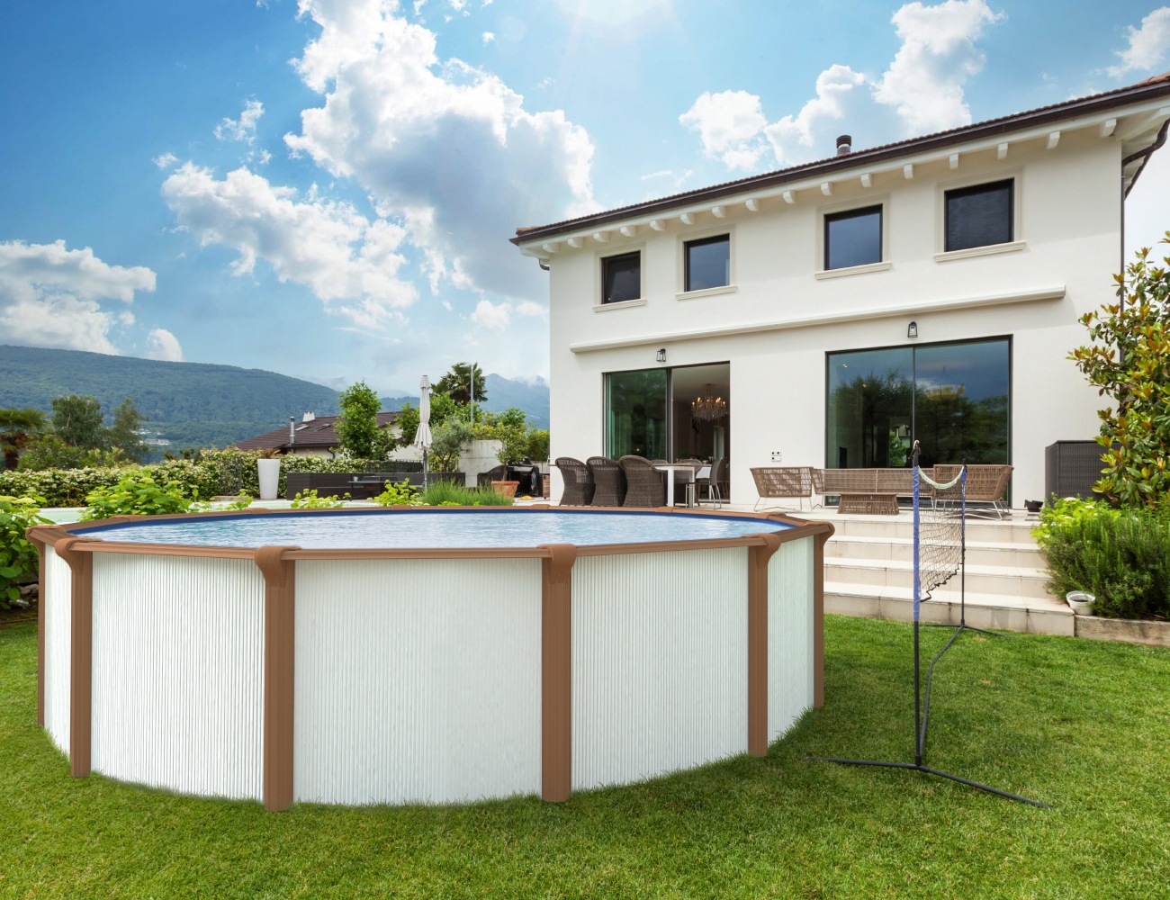 KWAD Rundpool »Green line Evolution«, (Komplett-Set, 10 tlg.), 3,6x1,32 white- wood Folie in blau, sand oder grau erhältlich