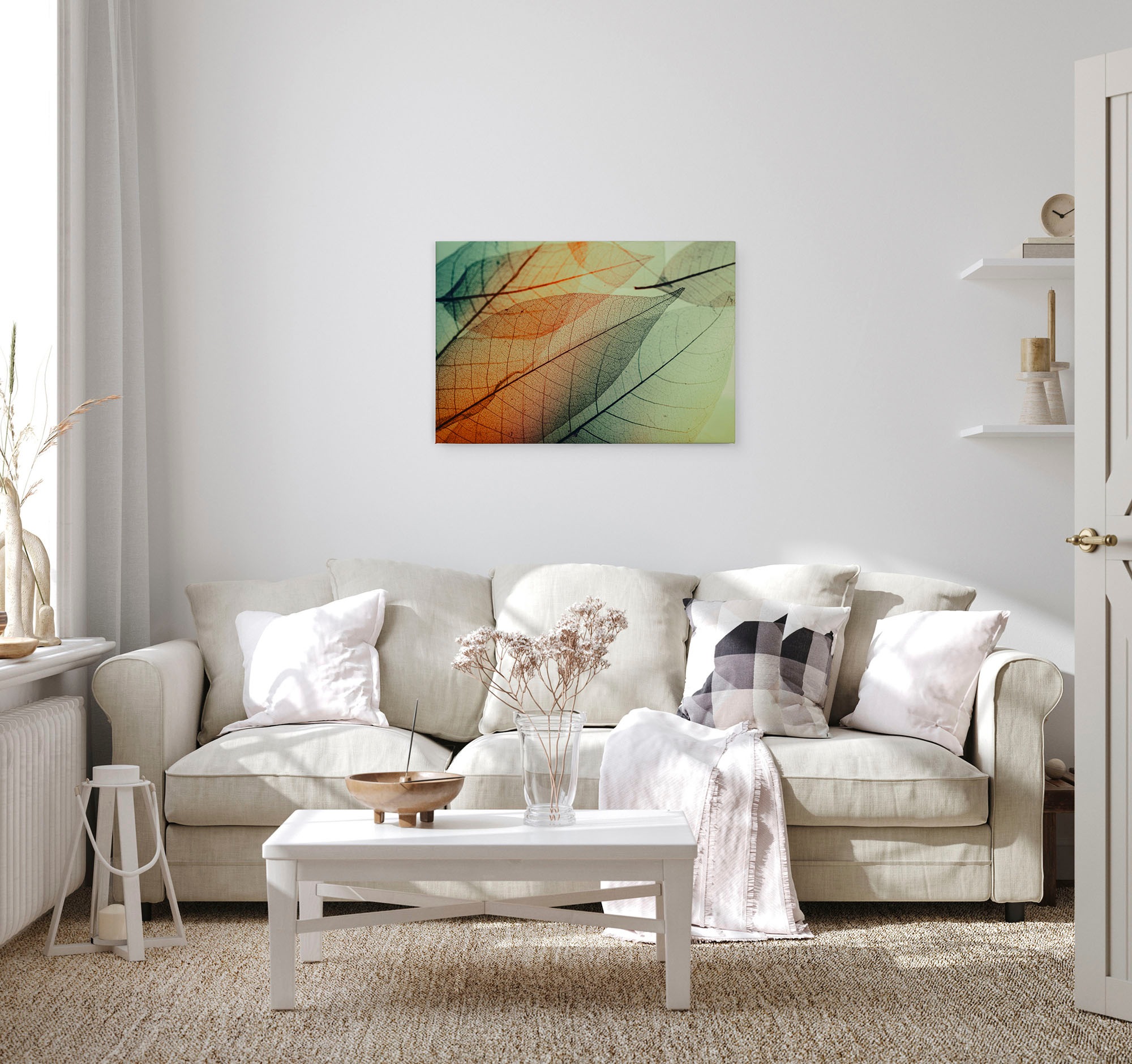 A.S. Création Leinwandbild »Limpid Leaf«, Kunst-Natur-Kinder, (1 St.), Keilrahmen Moderne Blätter Bunt Leinwand-Bild Wohnzimmer modern Kinder