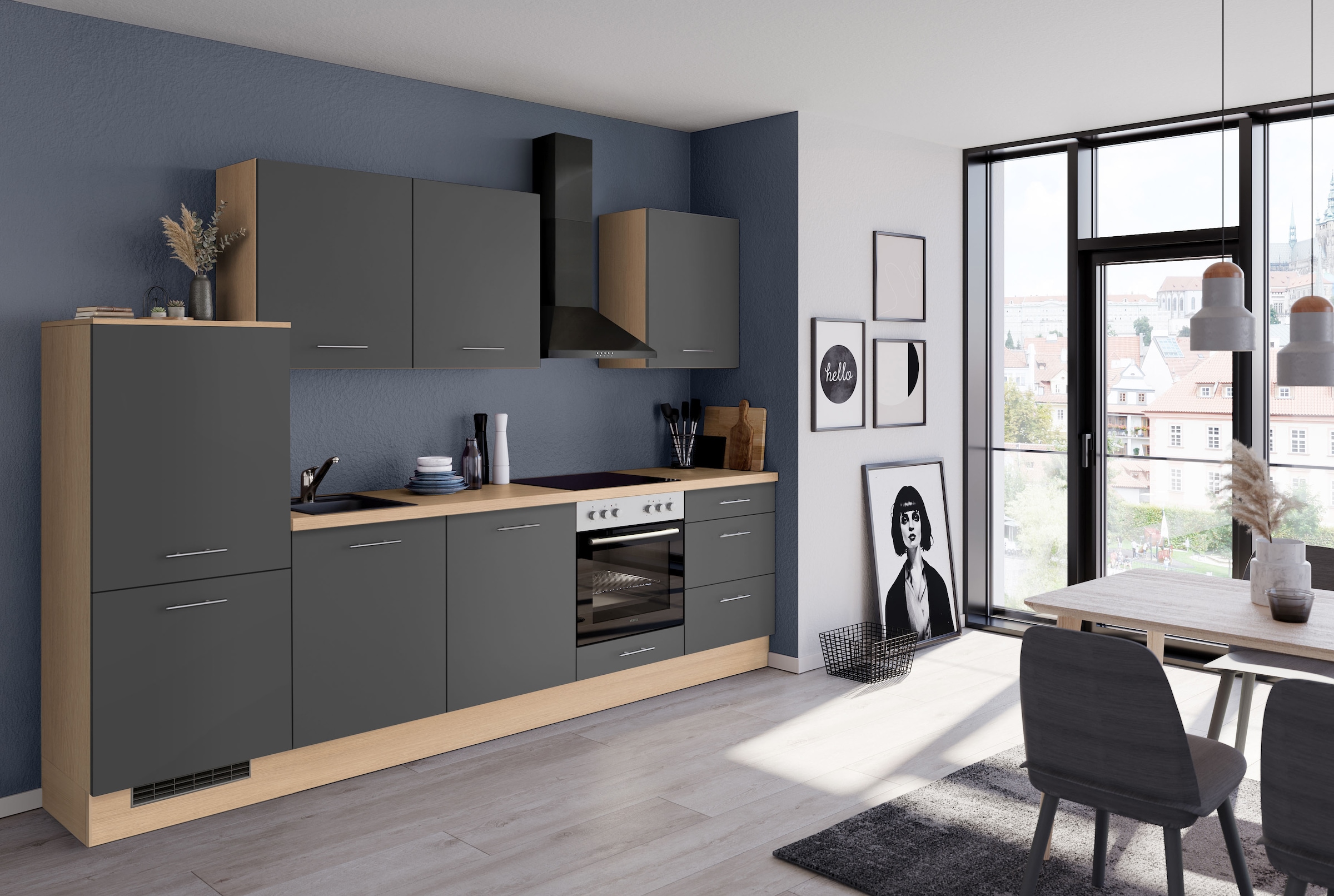 IMPULS KÜCHEN Küchenzeile »"Kopenhagen", Ausrichtung wählbar, Schubkästen mit Soft-Close« Set, 