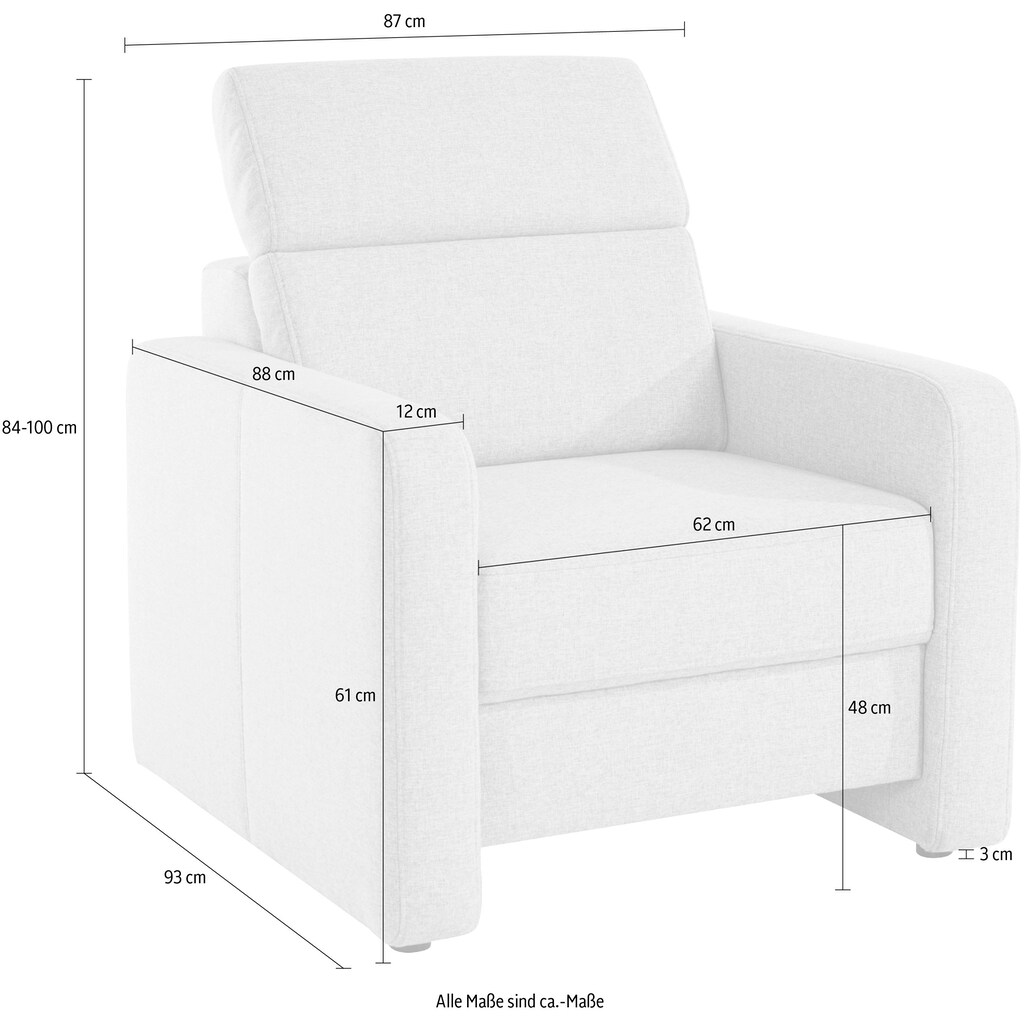 sit&more Sessel »Bologna«, mit Federkern, inklusive Kopfteilverstellung