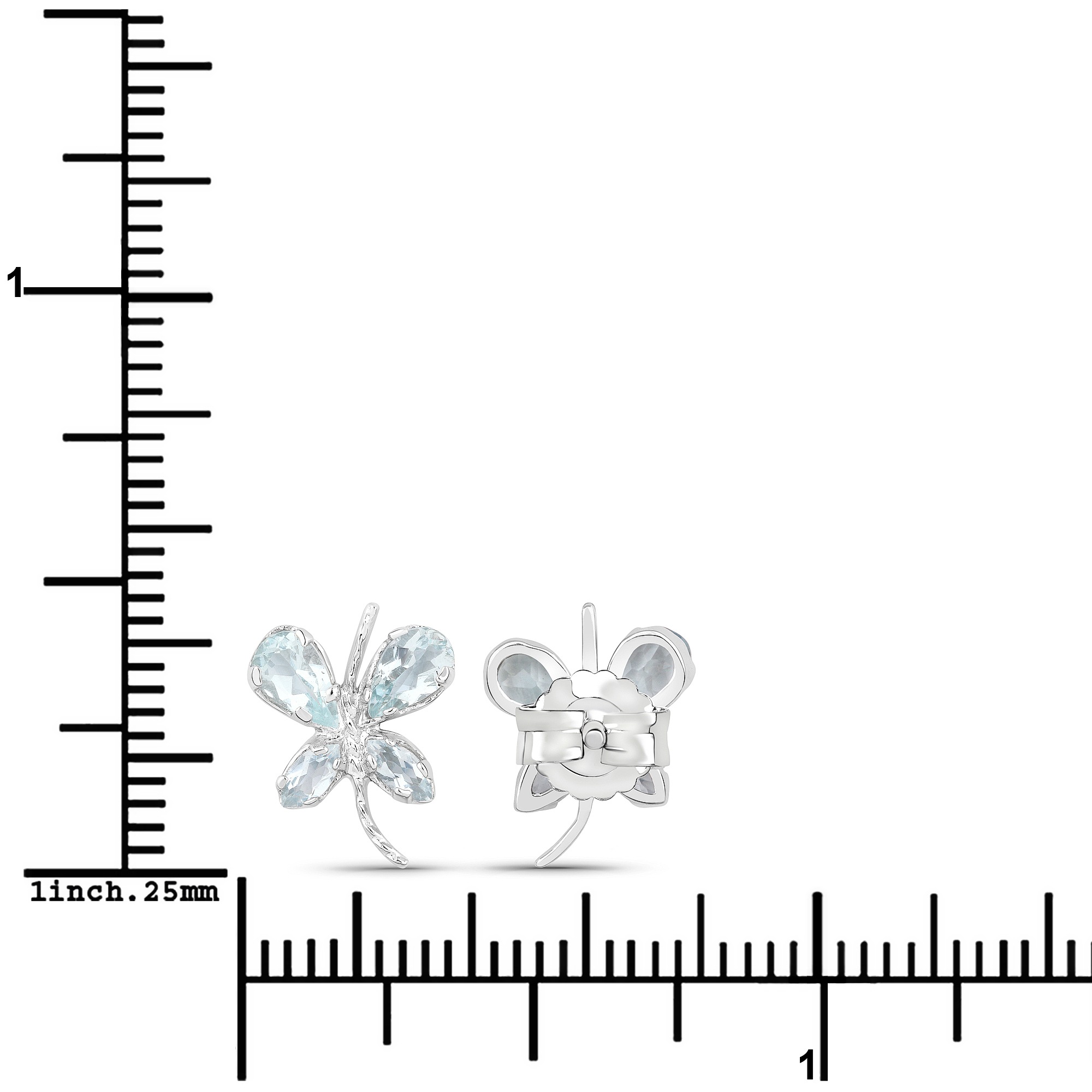 Vira Jewels Paar Ohrstecker »Silber 925 rhodiniert Schmetterling-Motiv mit echtem Aquamarin«