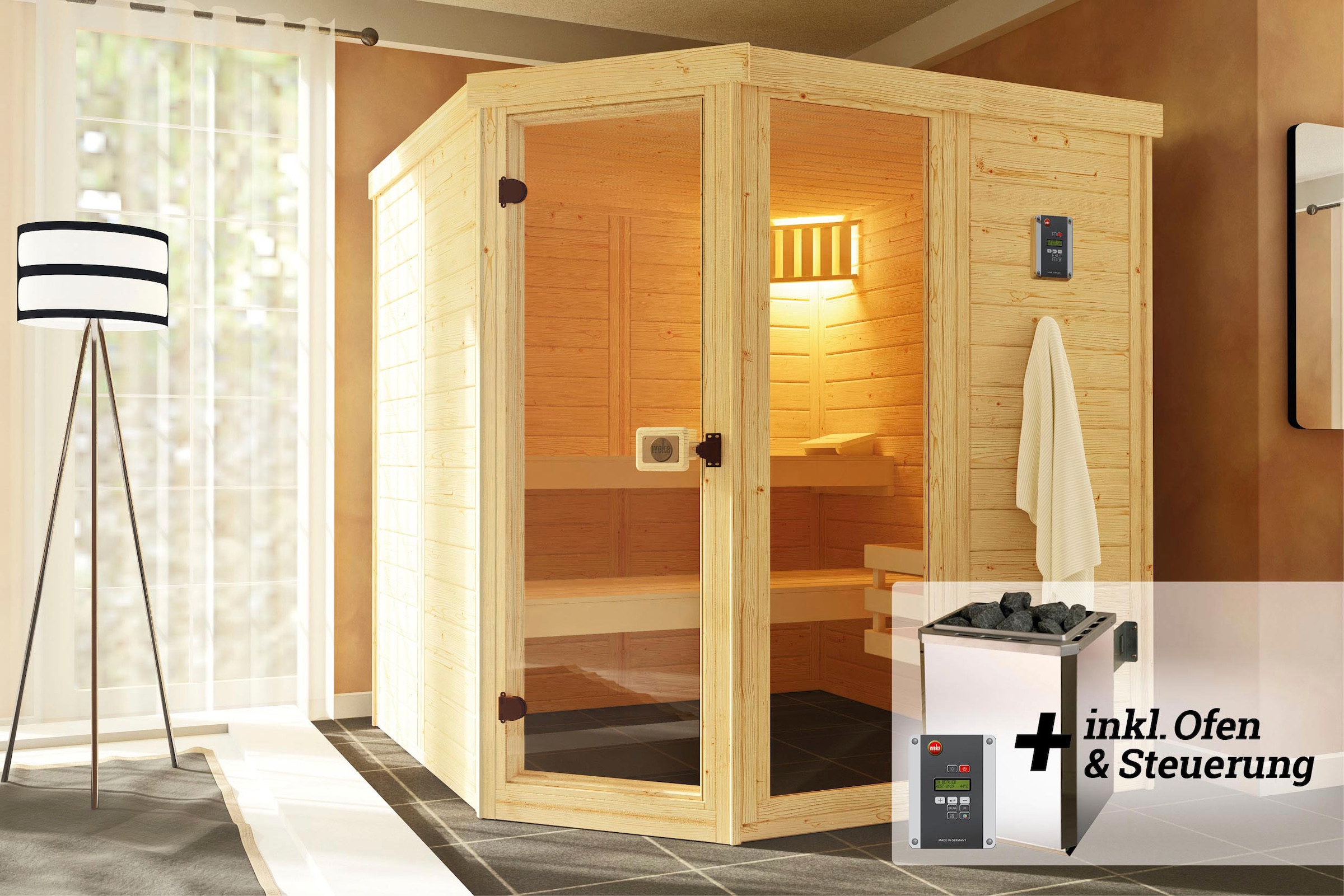 weka Sauna »Laukkala«, 7,5 kW-Ofen mit digitaler Steuerung