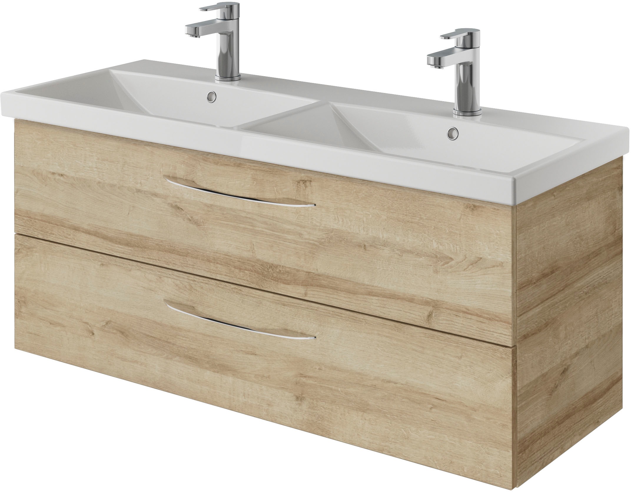 Saphir Badmöbel-Set »Serie 4035 2-teilig, Keramik-Doppelwaschtisch mit LED-Spiegel« Set, 