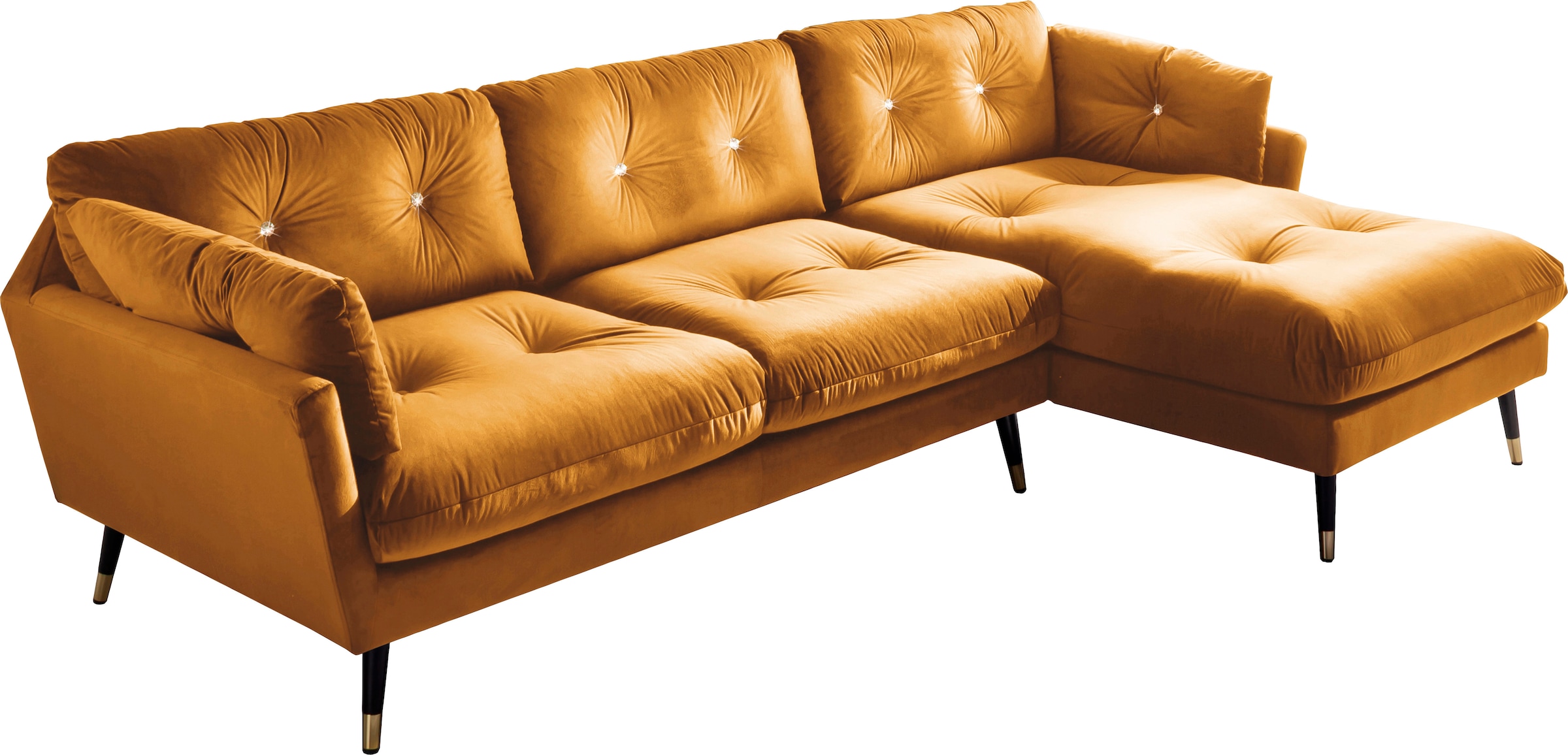 Trends by HG Ecksofa »Amira L-Form«, mit Strasssteinen und goldfarben Applikationen