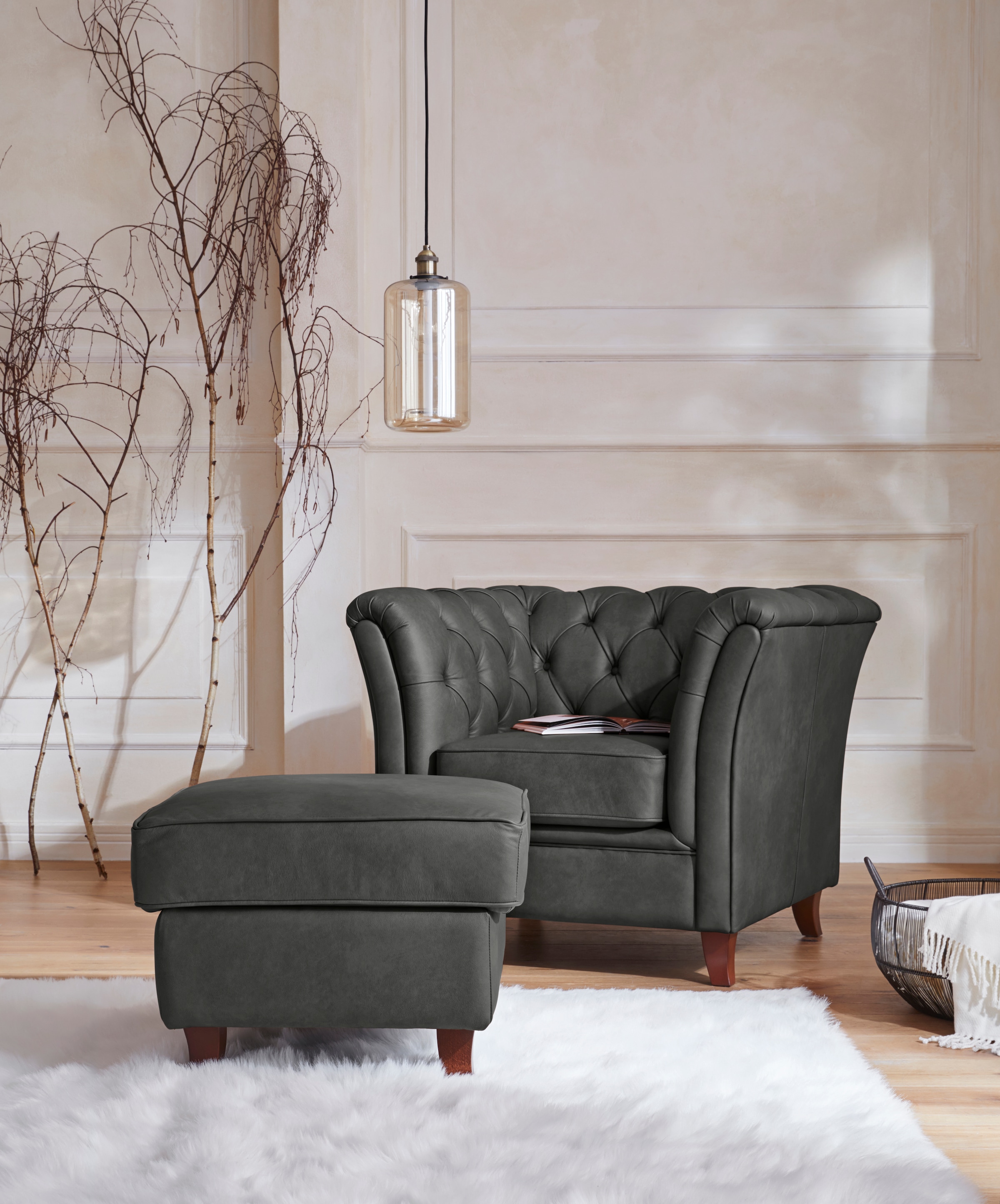 Home affaire Chesterfield-Sessel »Reims Cocktailsessel, Sessel«, mit echter Chesterfield-Knopfheftung, hochwertige Verarbeitung