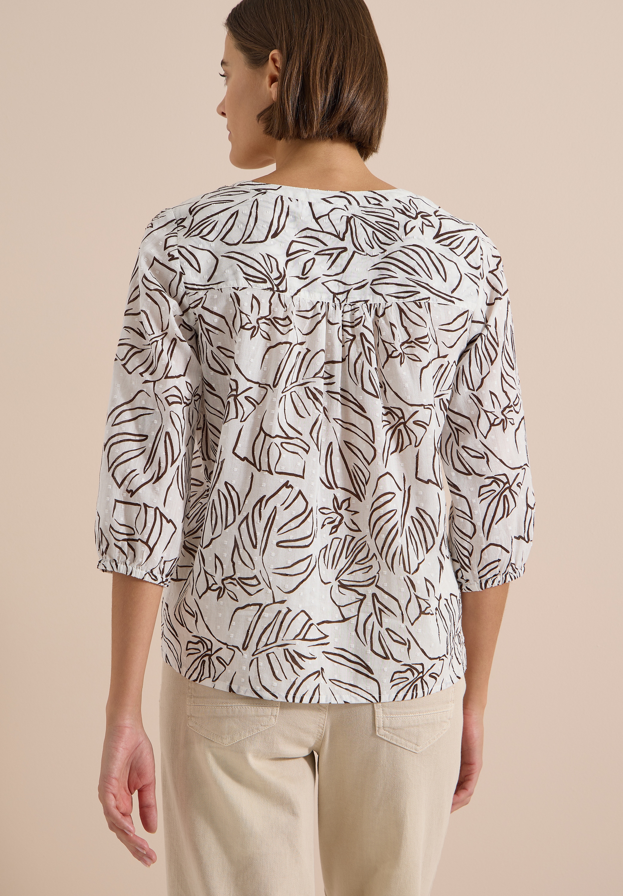 Cecil Druckbluse 3/4-Arm Sommerbluse-Tunika mit Blätterprint