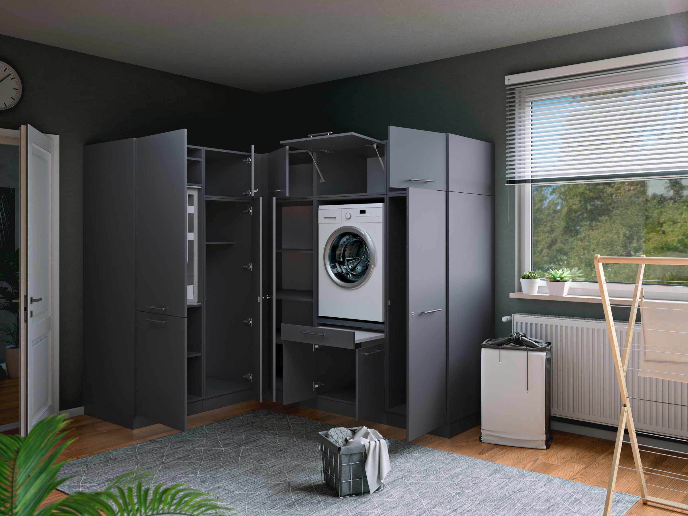 Laundreezy Mehrzweckschrank-Set »Laundreezy, 9-tlg. Mehrzweckschrank-Set B/H/T 218/200/68 cm« 9 Stk. tlg.