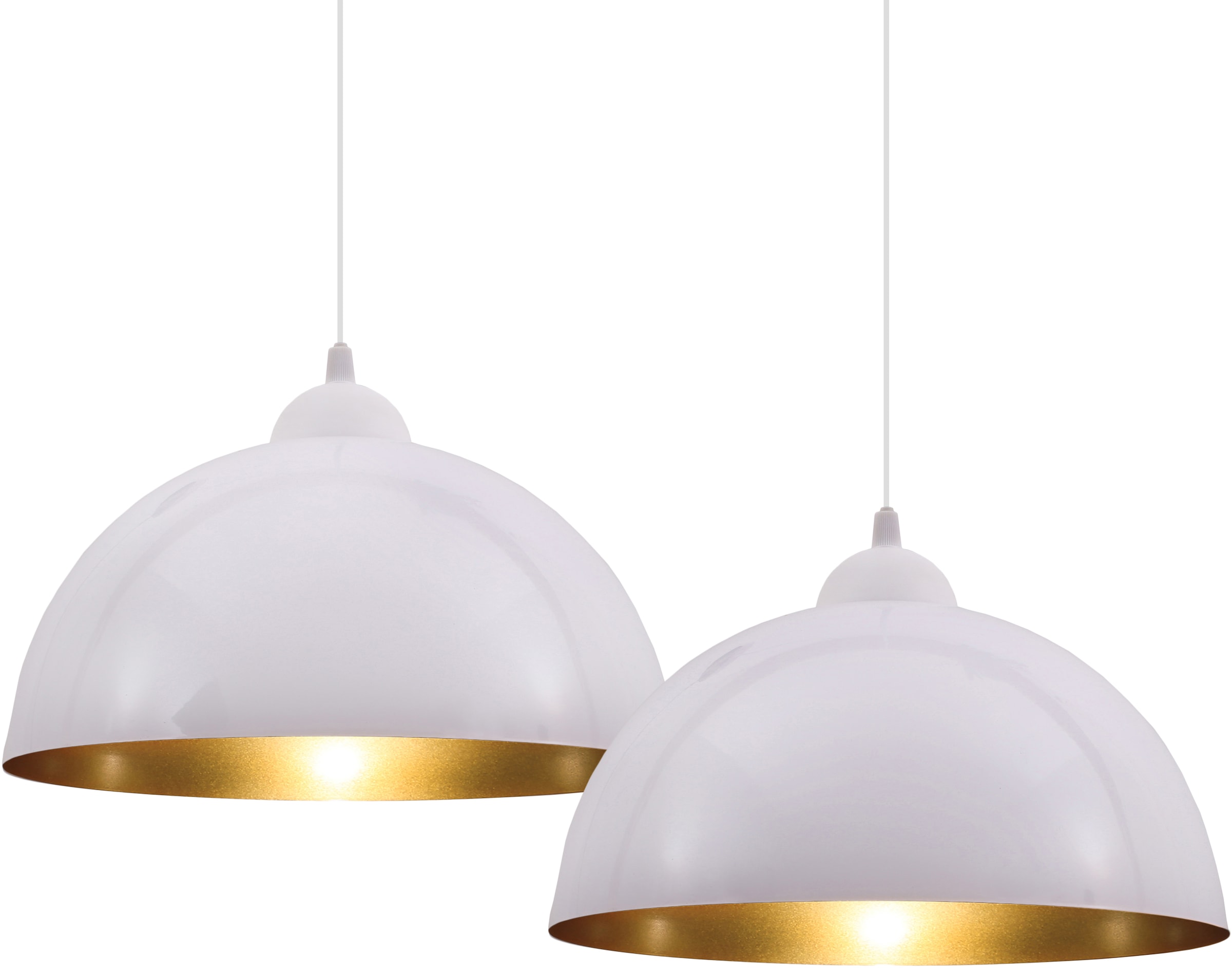 B.K.Licht Pendelleuchte »Auriga«, 2 flammig, Leuchtmittel E27 | ohne Leuchtmittel, Design Hängelampe Hängeleuchte weiß-gold Wohnzimmer Esszimmer E27