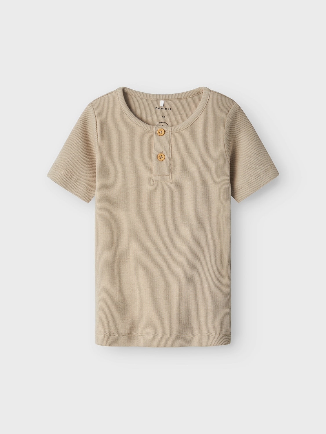 Name It Kurzarmshirt »NMMKAB TOP NOOS«, im elastischem Feinripp und mit kurzer Knopfleiste am Ausschnitt