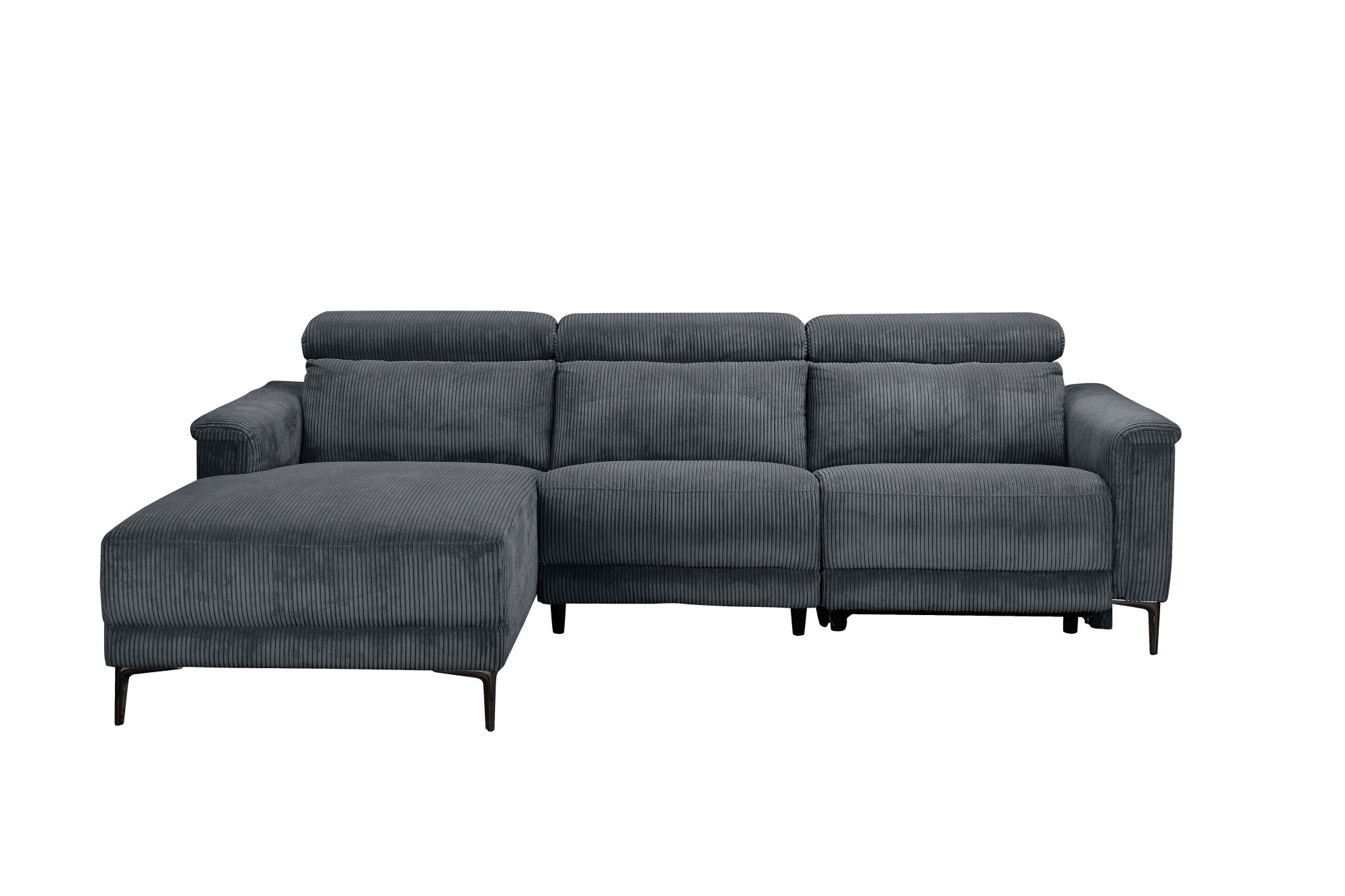 Places of Style Ecksofa »Lund in Cord, L-Form, 261 cm, manuelle und elektr. Relaxfunktion,«, USB-A und Kopfteilverstellung