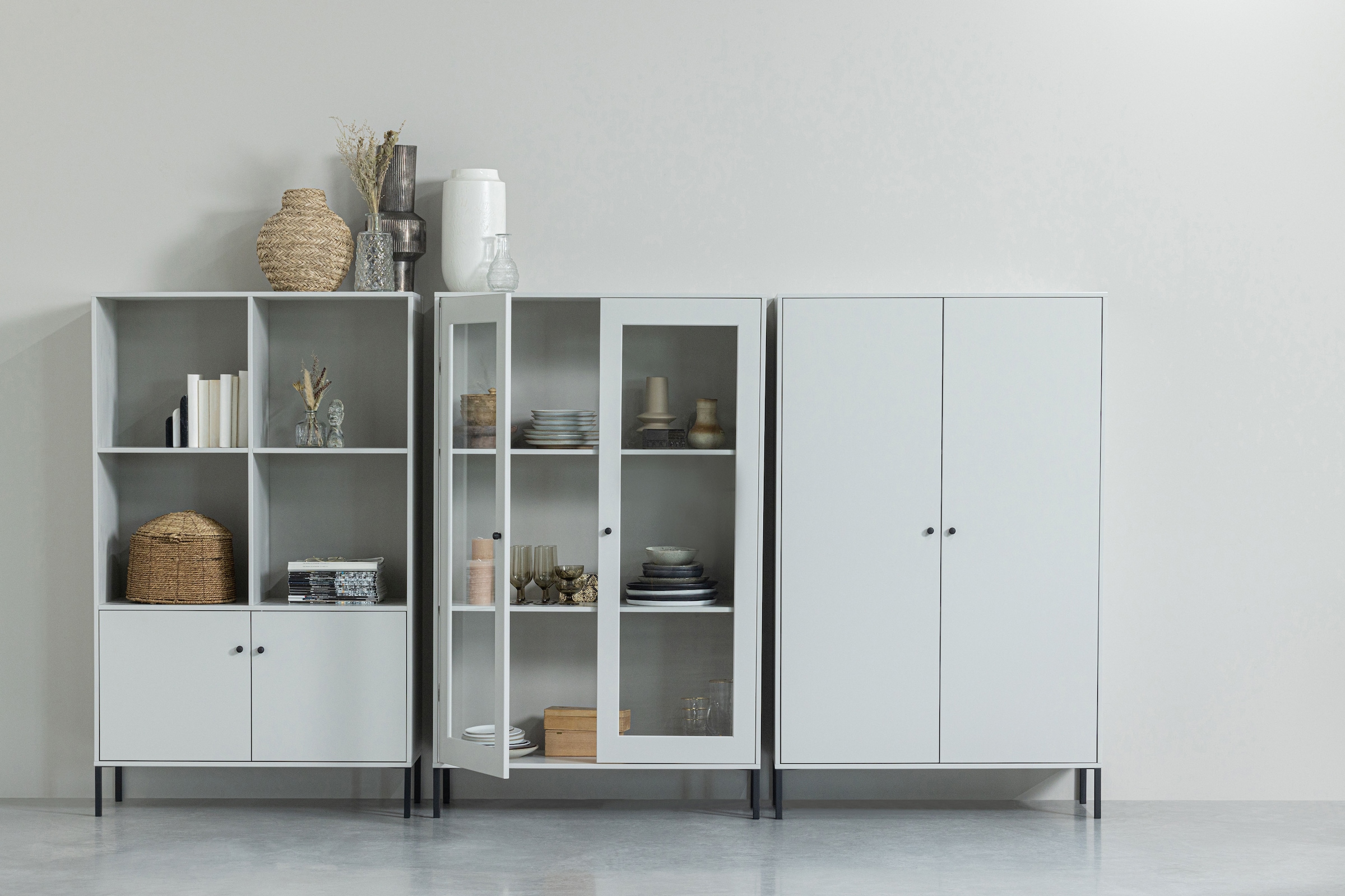 WOOOD Vitrine »Xam FSC®-Kiefernholz geschliffen mit offenen Fächern 100x40x155 cm« Sichtbare Maserung, Tragkraft 15 kg pro Boden, einfach zu montieren
