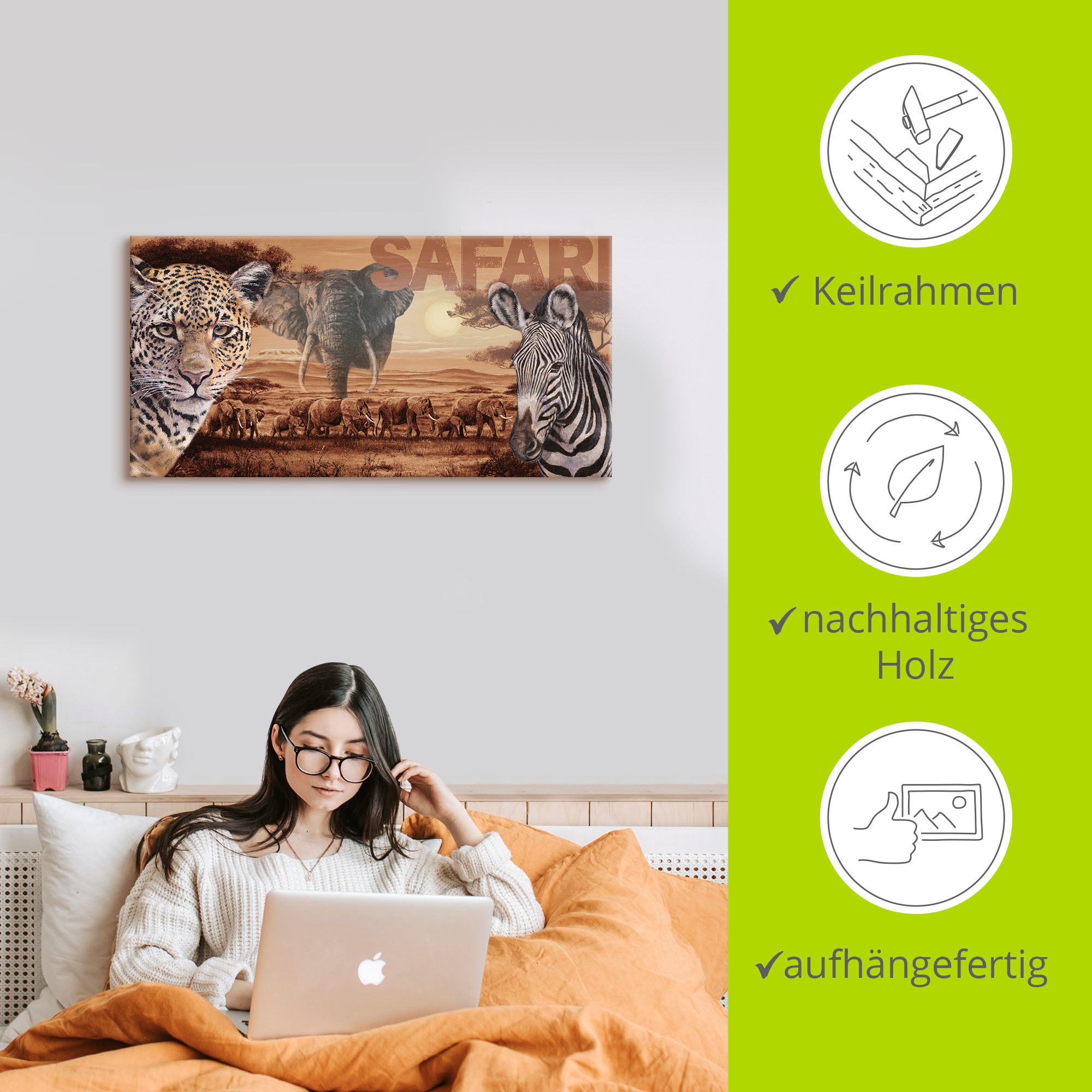 Artland Wandbild »Safari«, Wildtiere, (1 St.), als Alubild, Outdoorbild, Leinwandbild, Wandaufkleber, versch. Größen
