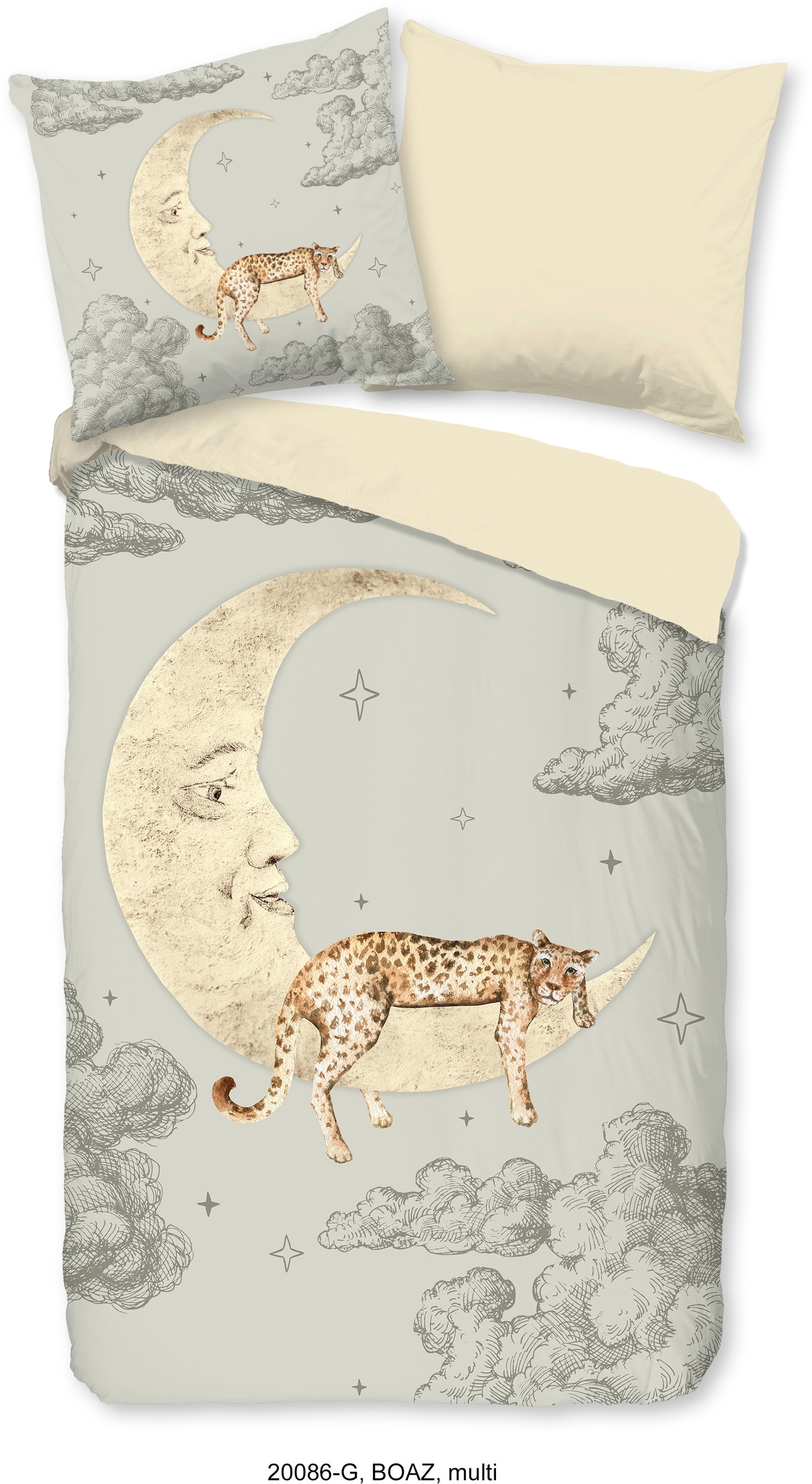 good morning Wendebettwäsche »Boaz«, Baumwolle, 135x200, 2 Teilig, Reißverschluss, Wendeoptik, Mond