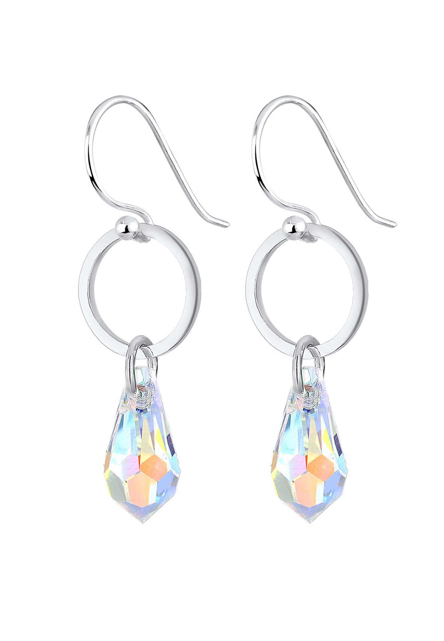 Elli Paar Ohrhänger »Ohrhänger lang Tropfen Glas Kristalle Weiß 925 Sterling Silber«
