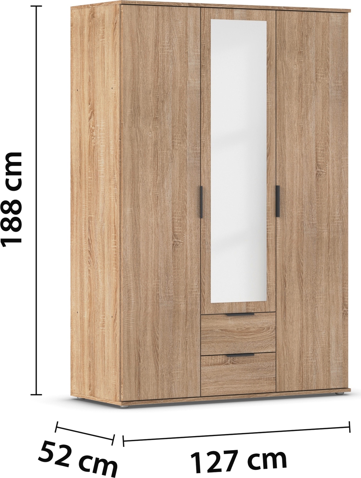 rauch Drehtürenschrank »Kleiderschrank Schrank Garderobe Wäscheschrank ESSEA in 2 Breiten«, mit Spiegel und 2 Schubladen, moderne Griffe MADE IN GERMANY