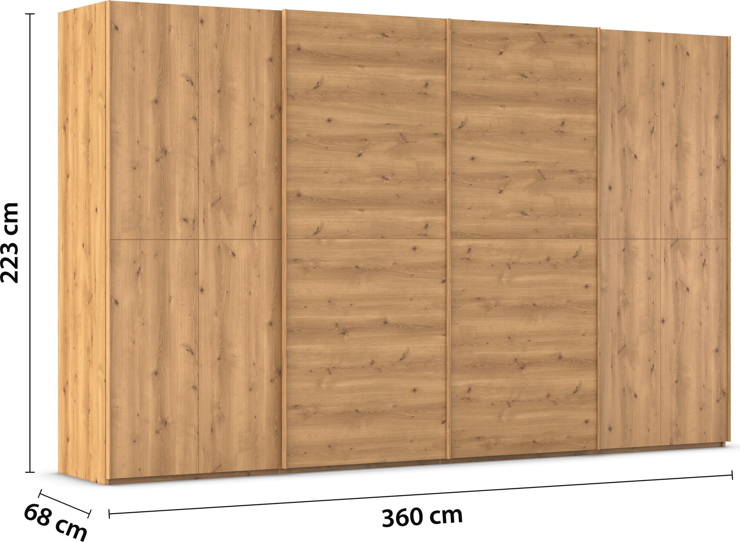 rauch Schwebetürenschrank »Kleiderschrank Schrank Garderobe Schlafzimmerschrank SCALE-WOOD«, senkrecht geteilte Türen in robuster massiver Asteiche MADE IN GERMANY